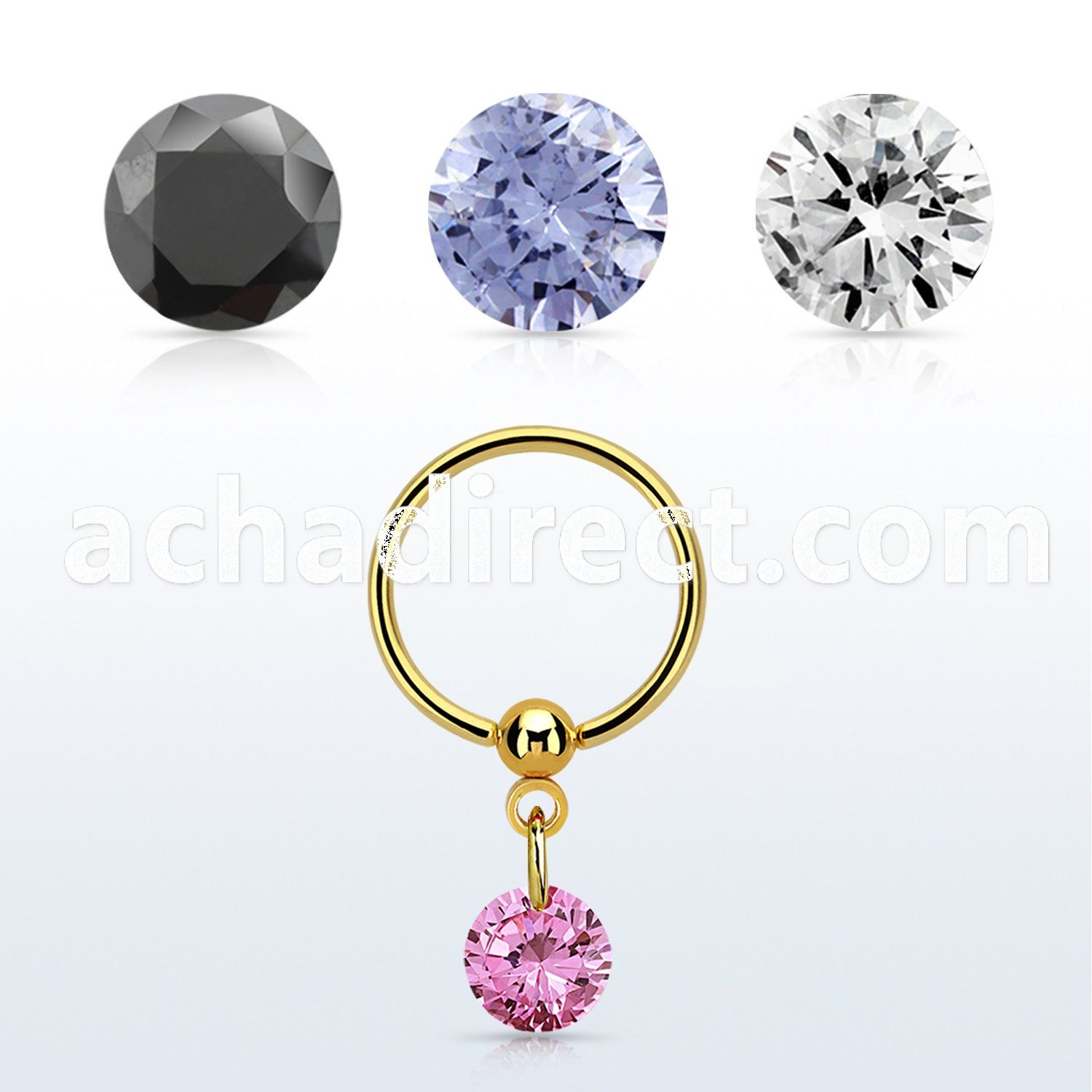 bcrtsz6 gold steel bcr 1.2mm w 6mm round cz stone