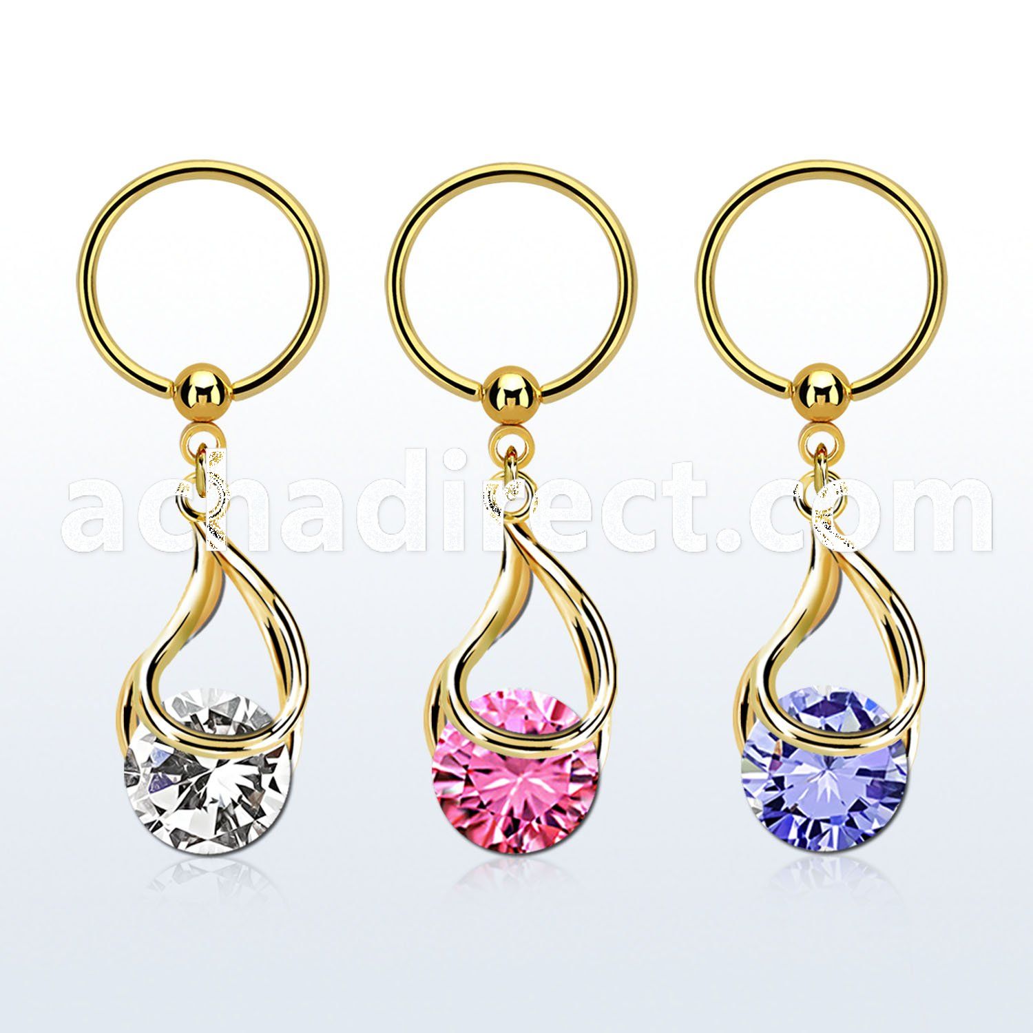 bcrtsz9 anodized steel ball closure ring 1.2mm w snap fit cz 