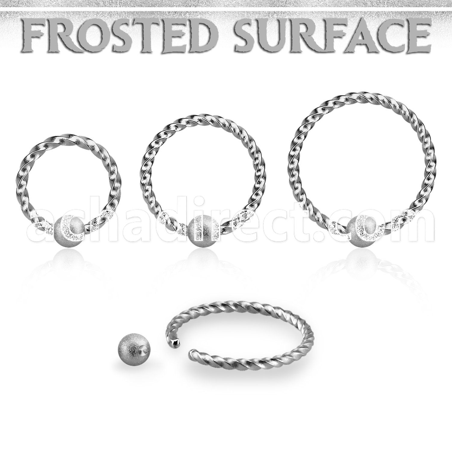 bcw18f3 ball closure ring 1mm twisted wire w 3mm frosted ball