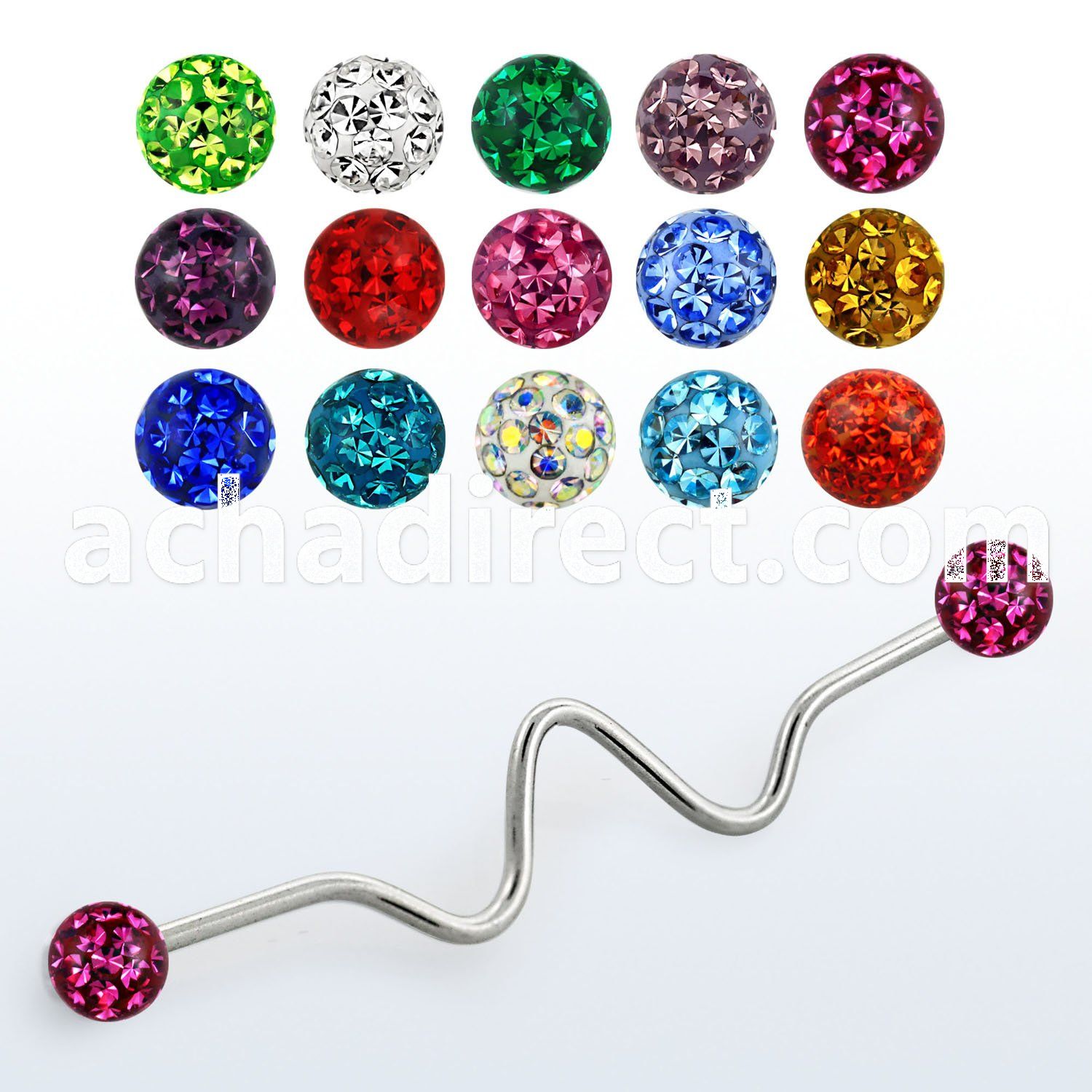 bdaf4 316l steel industrial zigzag barbell w 4mm ferido ball