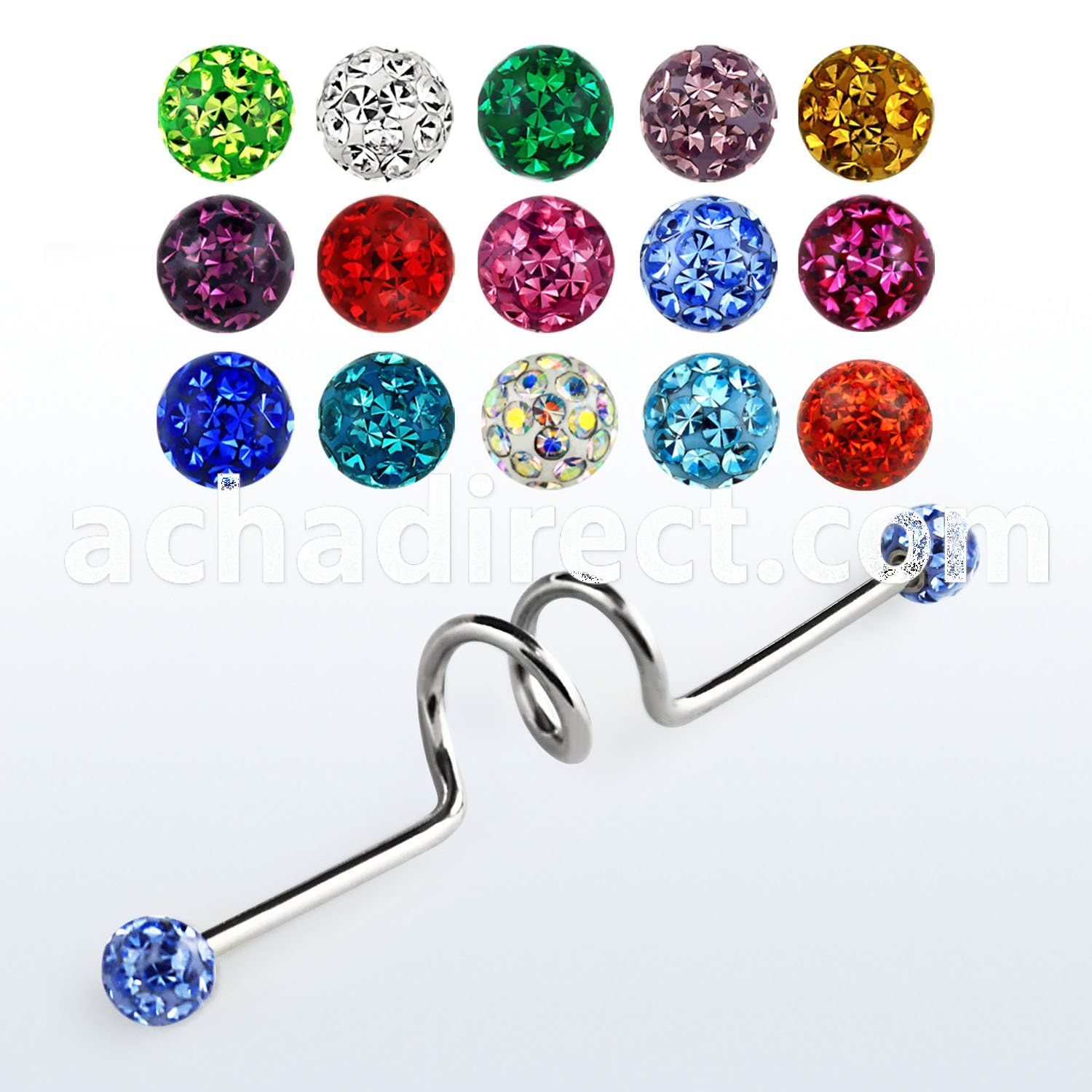 bdcf4 316l steel industrial barbell w 4mm ferido crystal ball