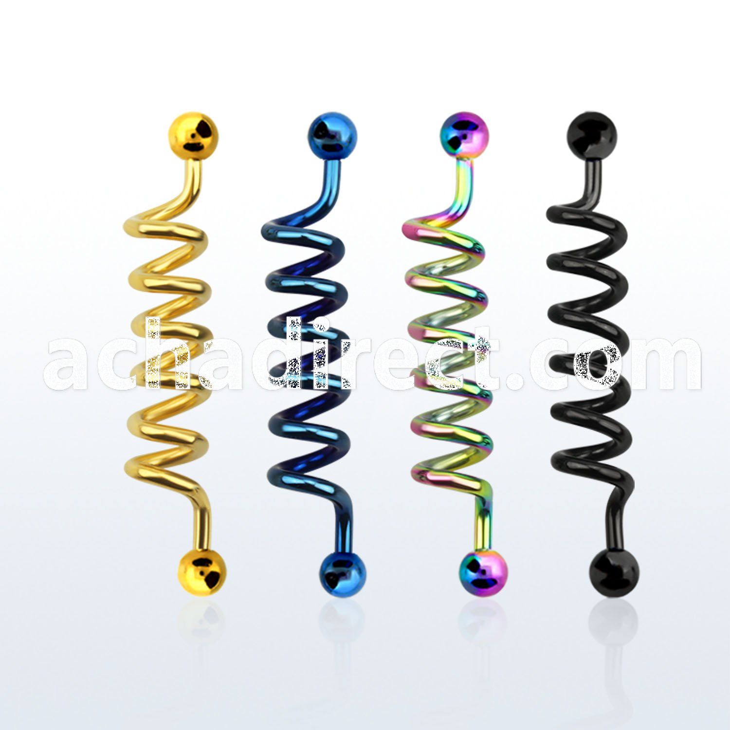 bdtd14 anodized 316l steel industrial coil barbell 5mm balls