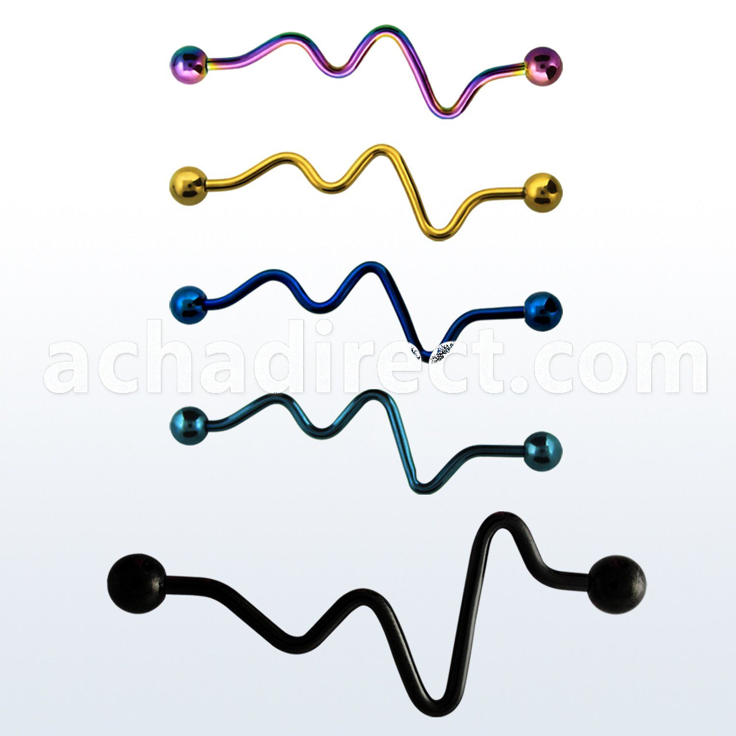 bdte14 anodized 316l steel industrial barbell with a 5mm ball