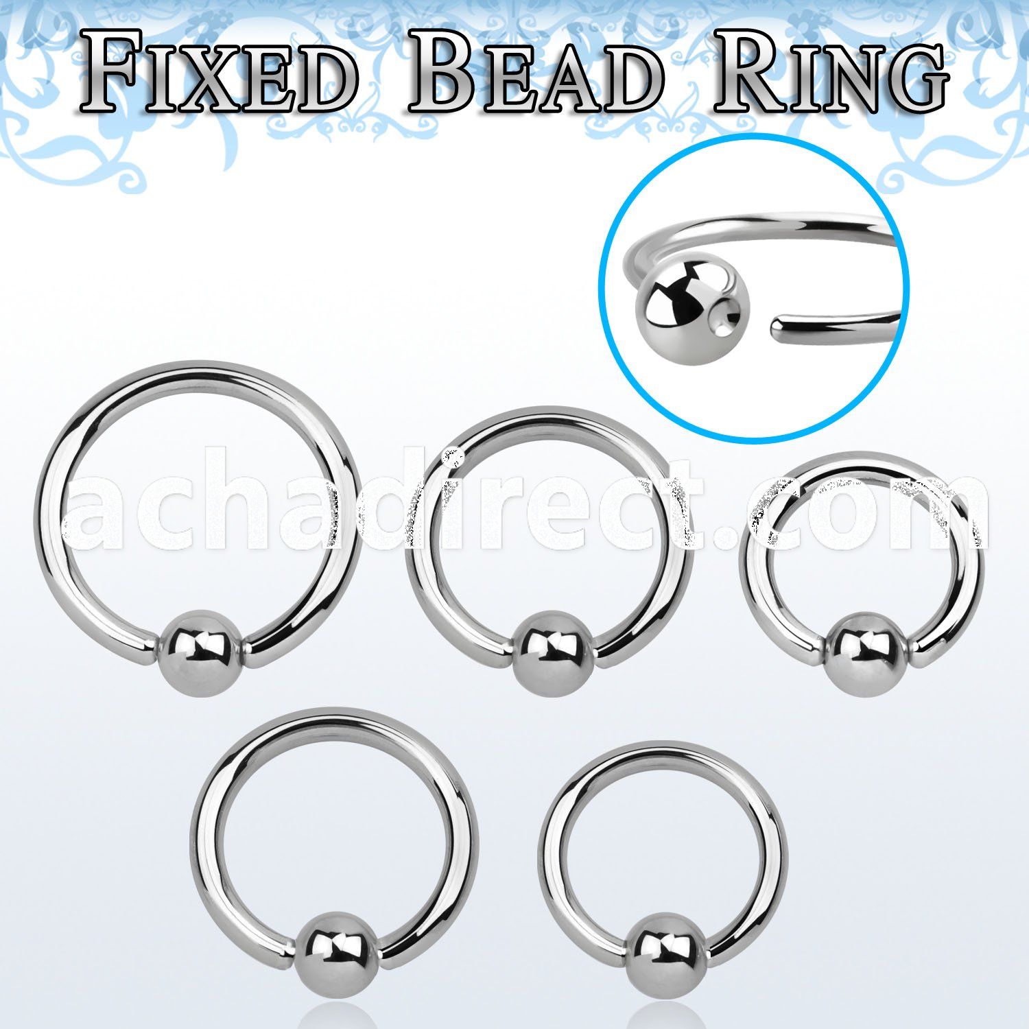 bedr14 316l steel 1 6mm fixed bead ring with a 5mm ball