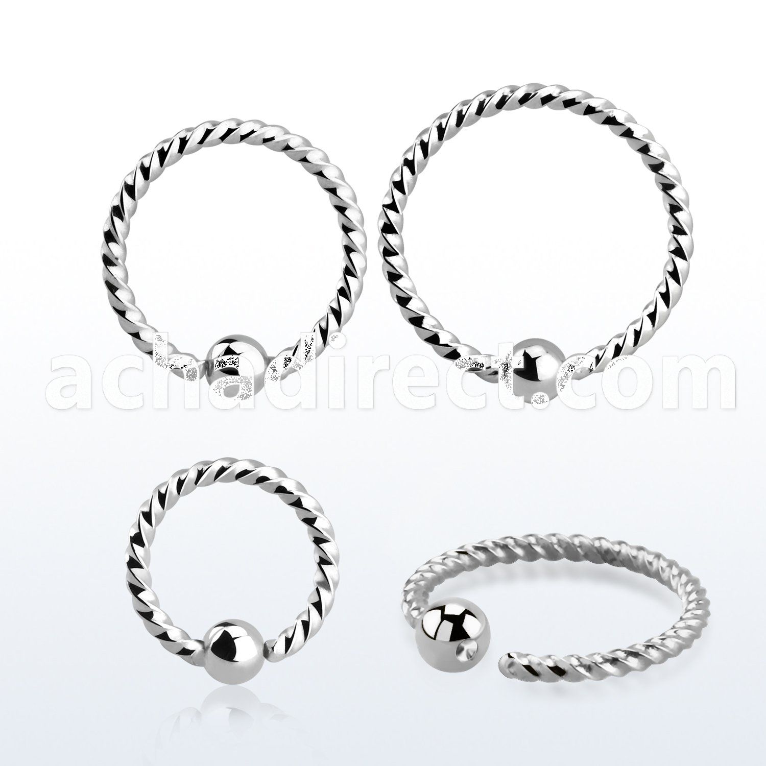 bedr18w surgical steel fixed bead ring in twisted wire design