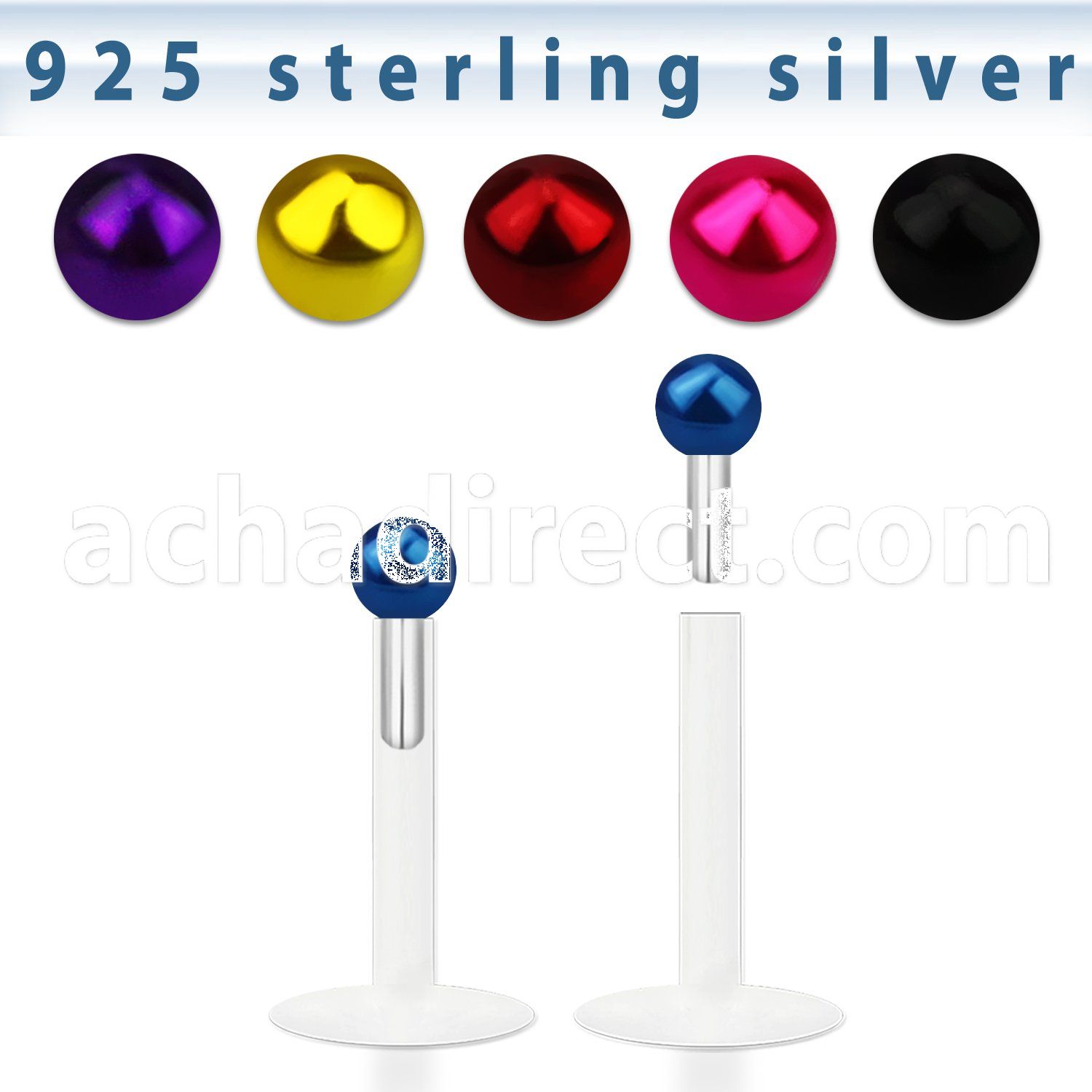 bilbbp bio flex labret with color plated 2mm silver ball