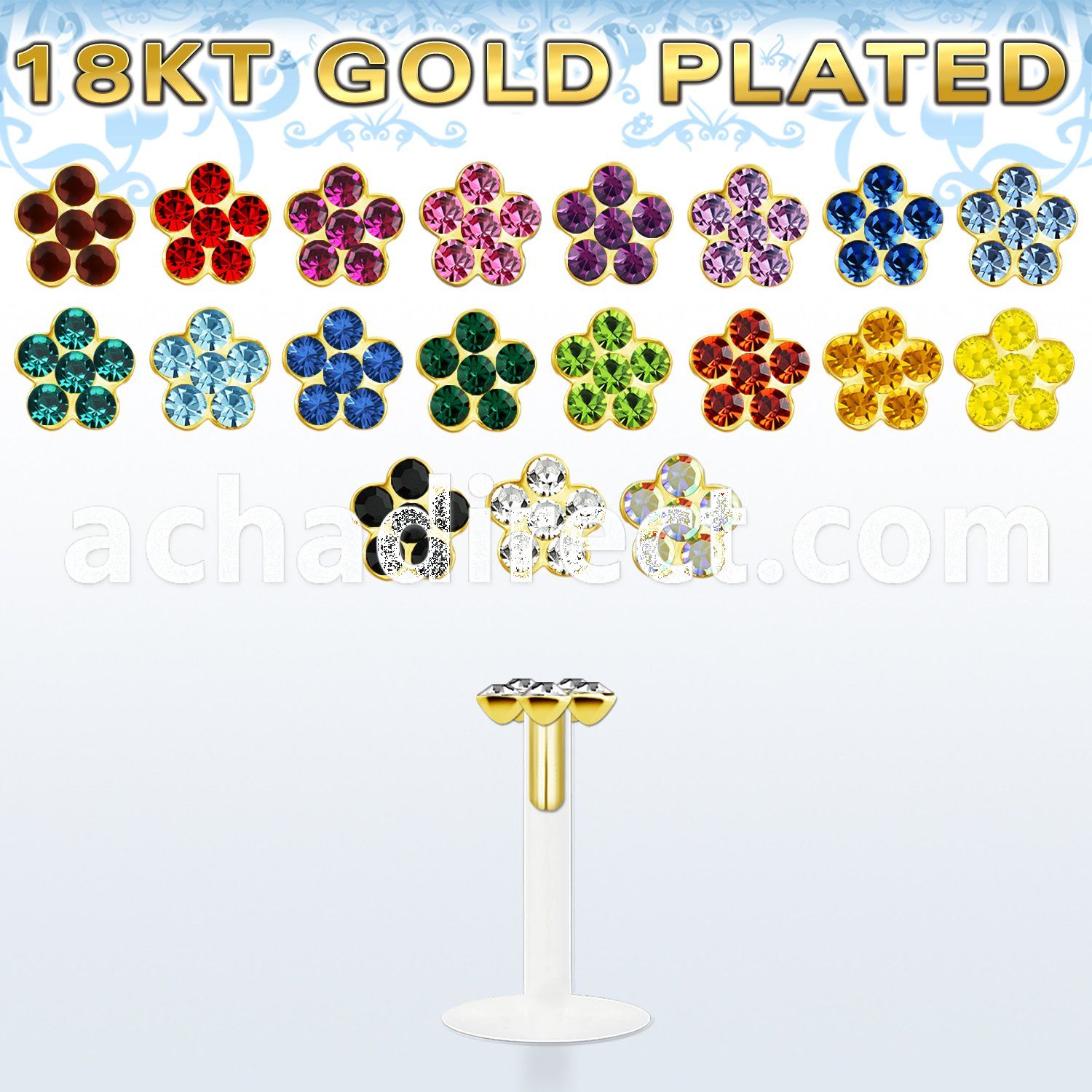 bilbfg clear bio flexible labret flower
