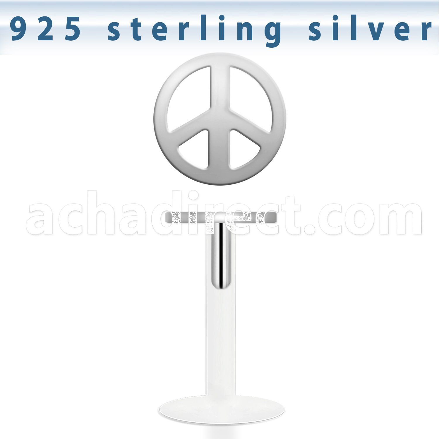 bilbp1 bio flex labret with silver peace sign shaped top