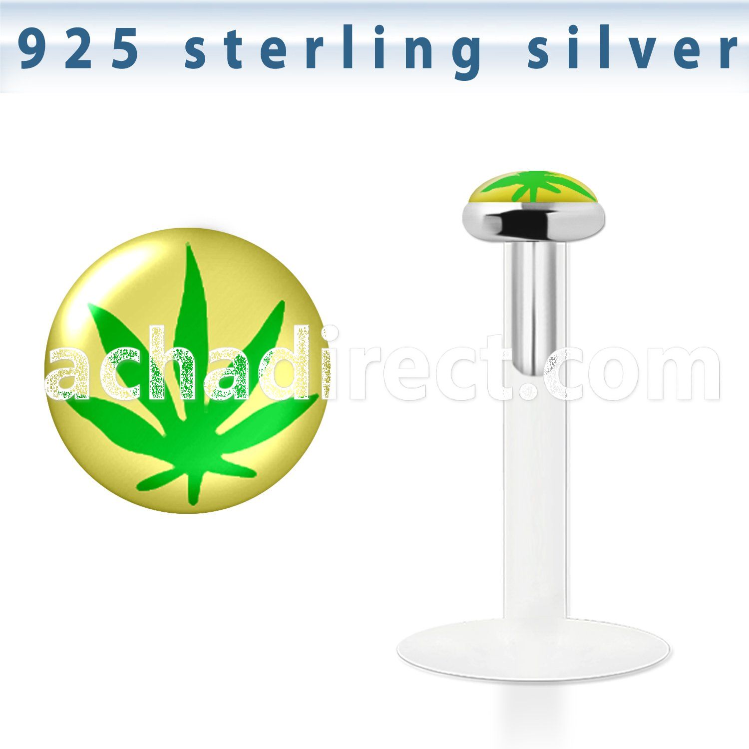 bilg2 bio flex labret with 3mm flat marijuana silver top