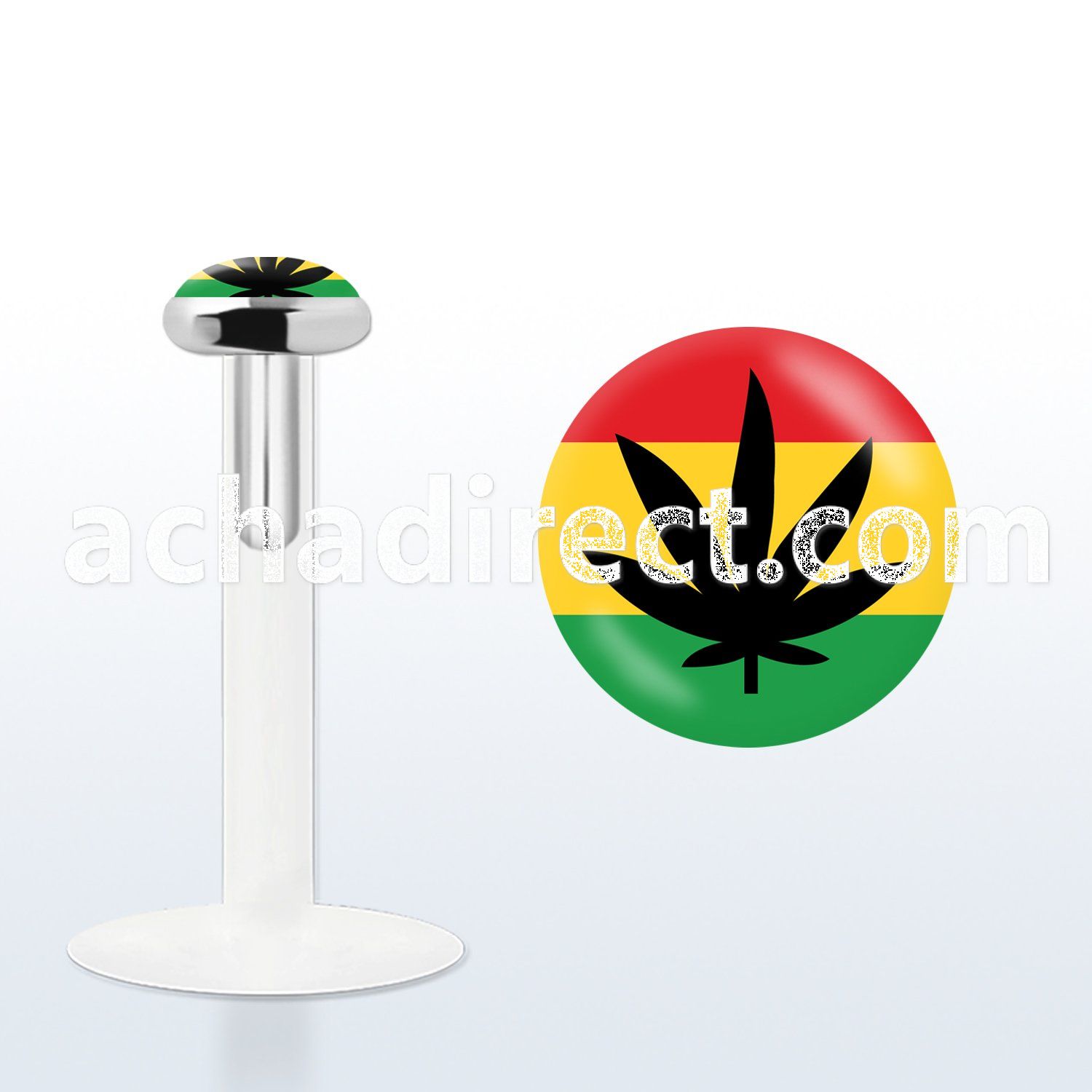 bilg3 bioflex labret w 3mm flat silver top w black marijuana
