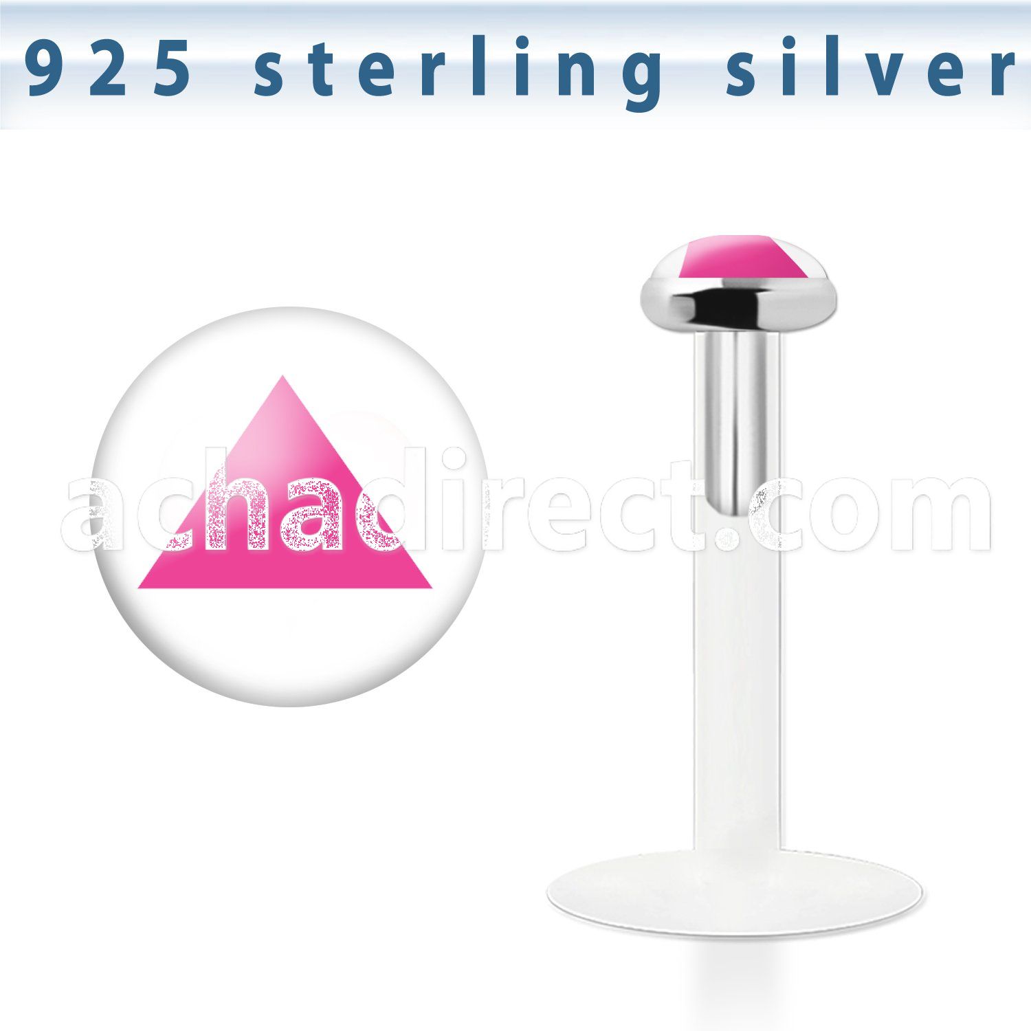 bilg41 bio flex labret w 3mm flat silver top w triangle logo