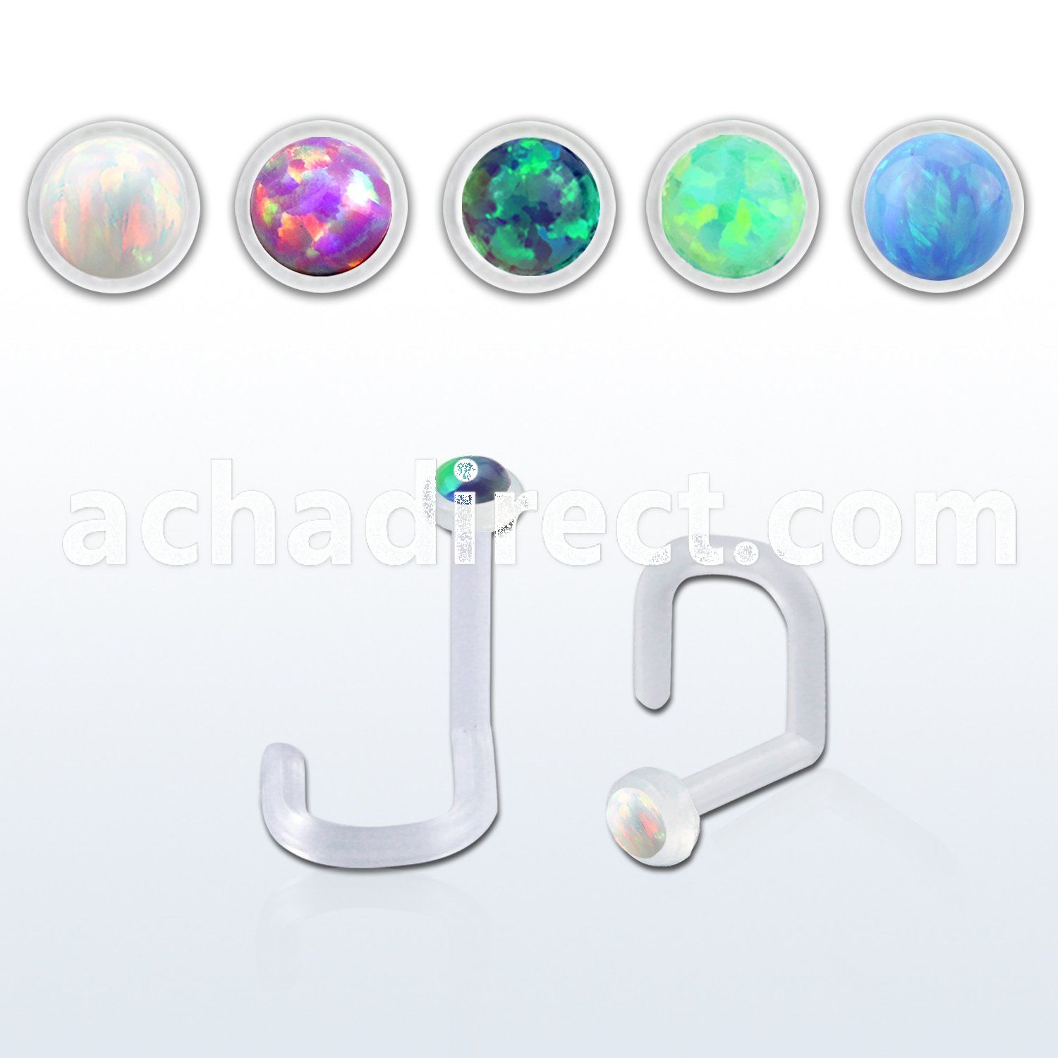 binswo clear bio flex nose screw w 1.5mm round synthetic opal