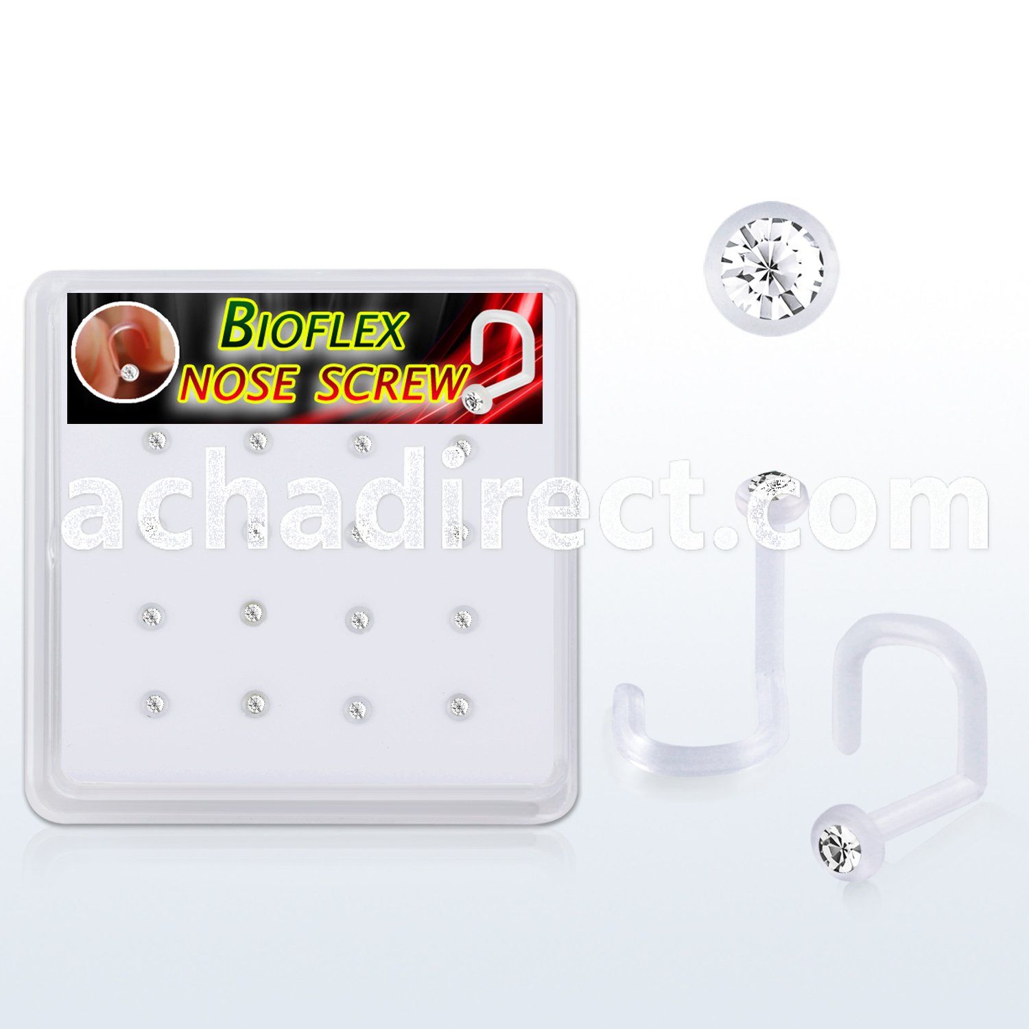 biswcx16 box w 16 pcs of bio flex nose screws w 1 5mm crystals