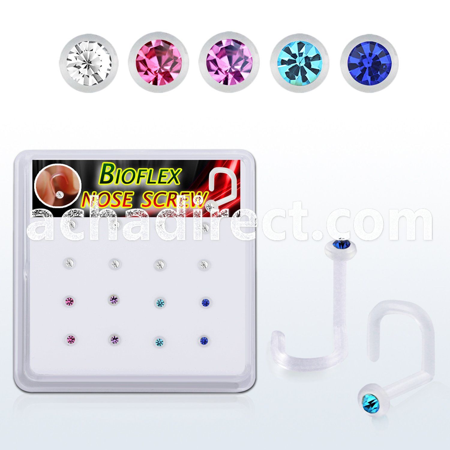 biswmx16 box w 16 pcs of bio flex nose screws w 1 5mm crystals