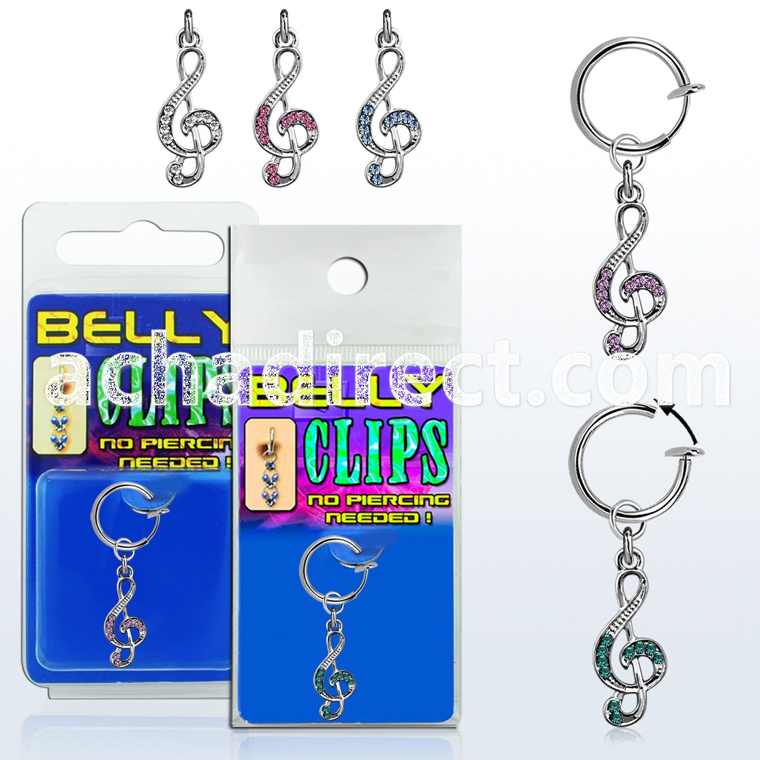 blcp576 fake belly clip w a dangling musical note 