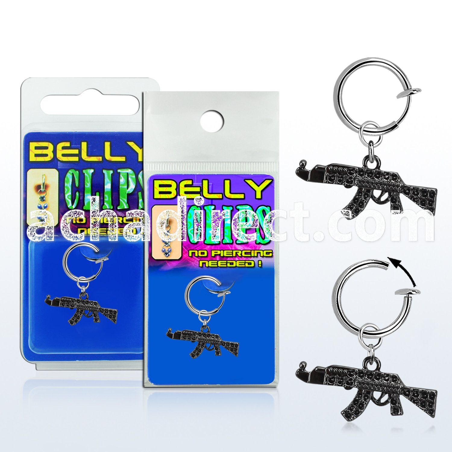blcp631k fake belly clip w a dangling black miniature ak47 