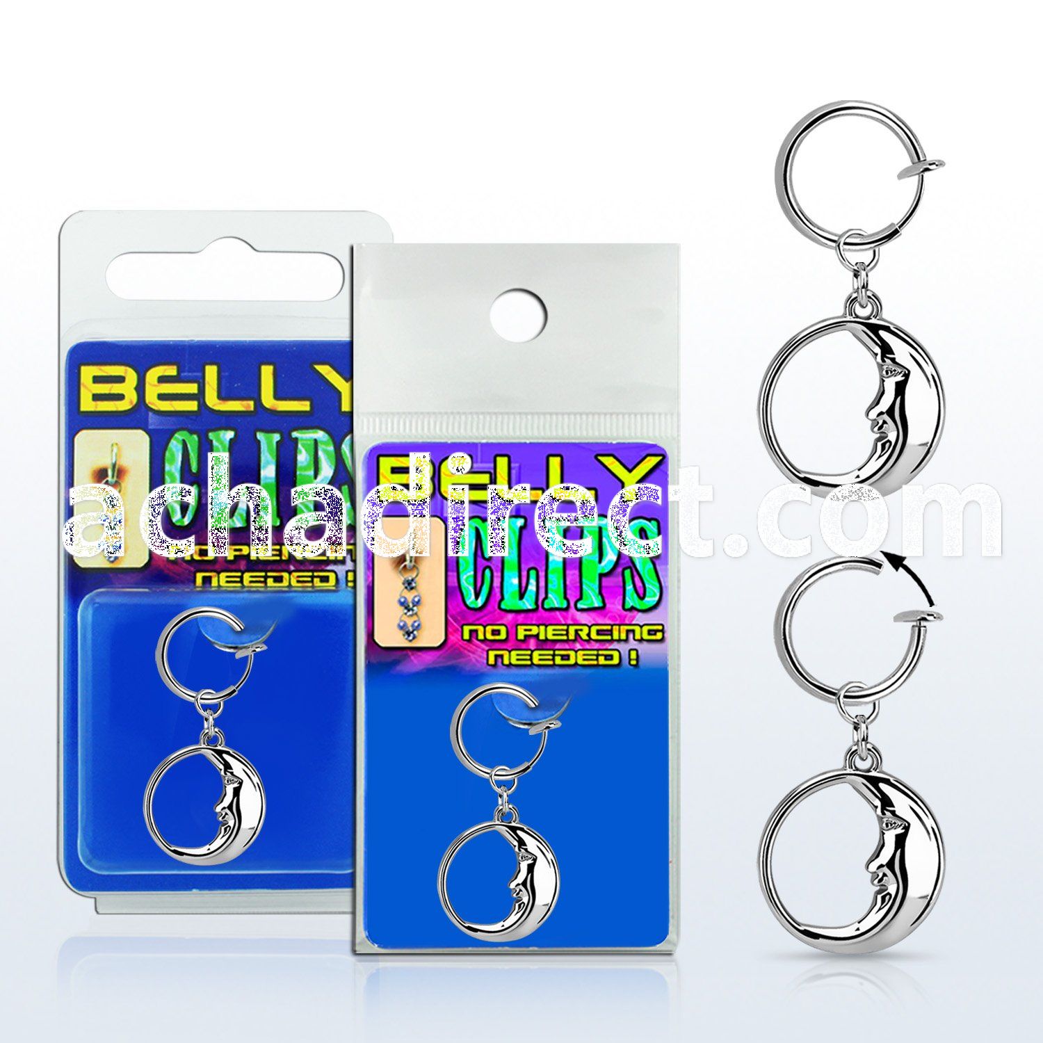 blcp733 fake belly clip w a dangling moon in the circle 