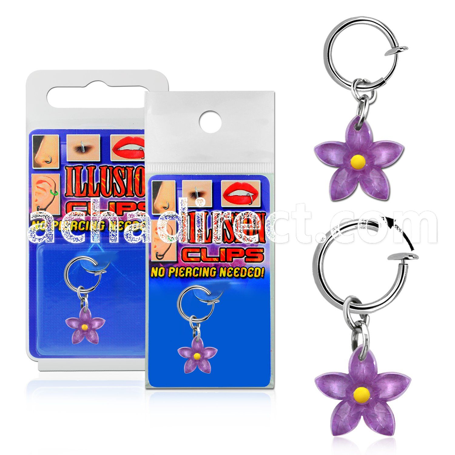 blcpt113 fake belly clip with acrylic flower in package