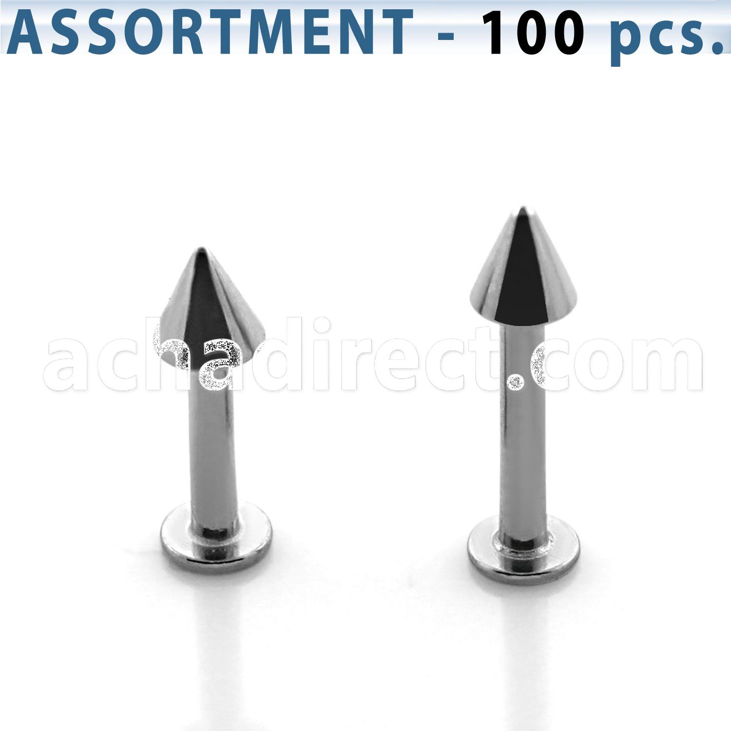 blk04c bulk of 1 6mm 316l steel labrets with 4mm cone