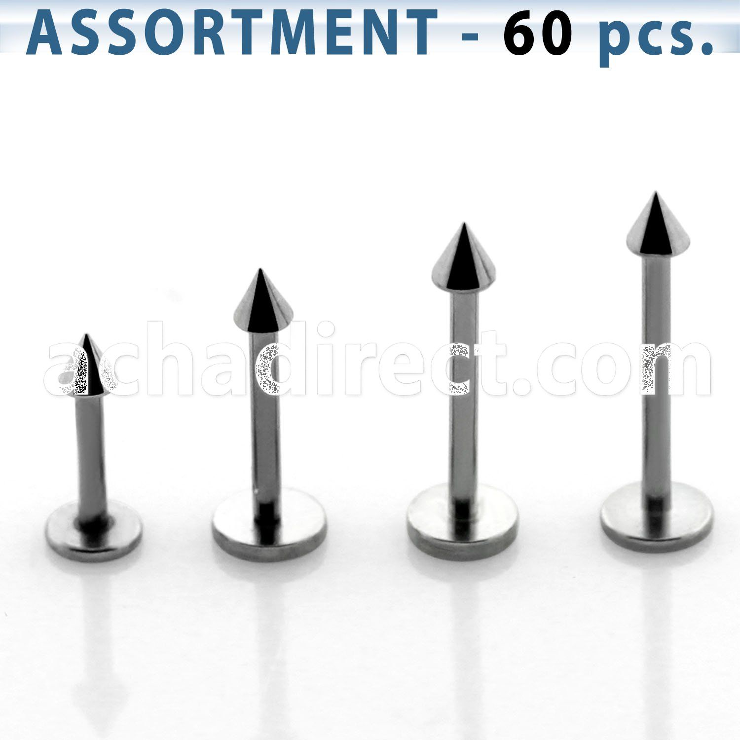 blk04e bulk of 316l steel 1 0mm labrets with 2mm cone
