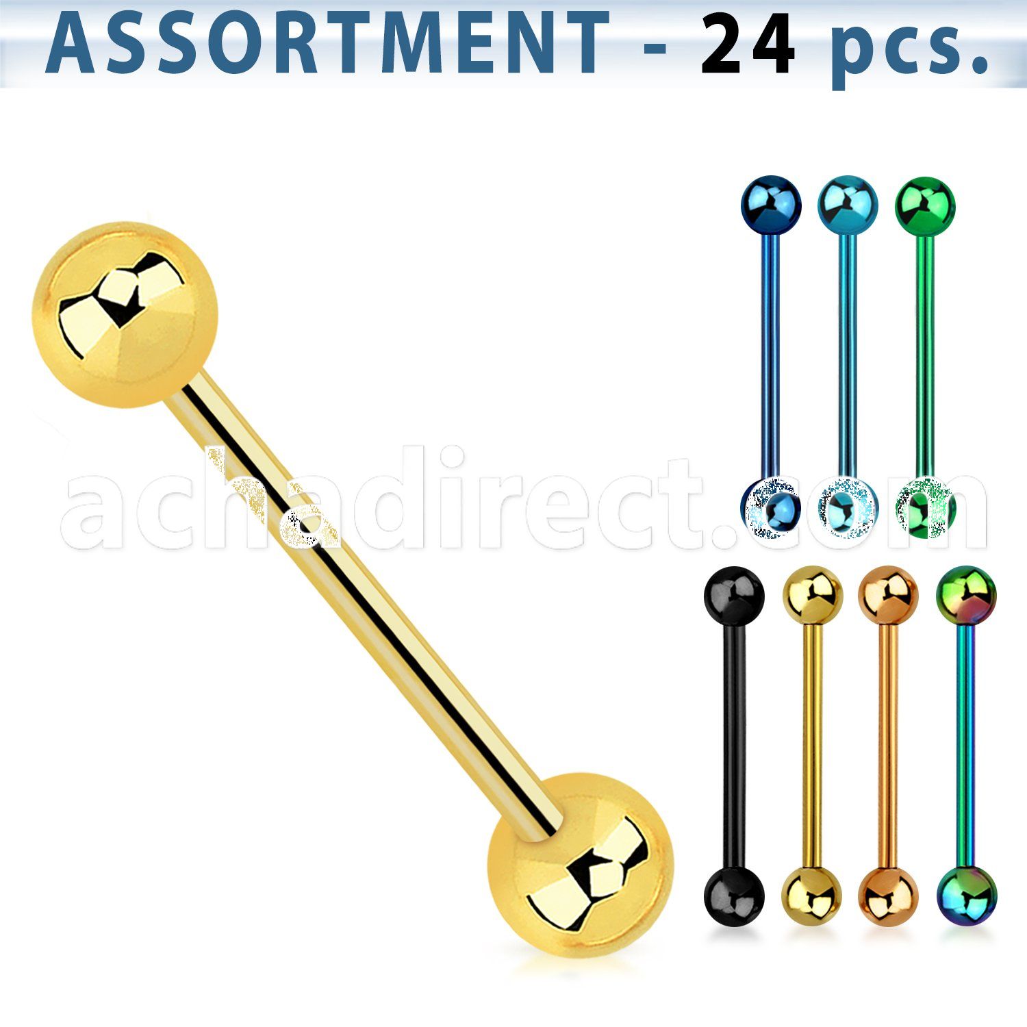 blk104 anodized 316l steel tongue barbells with a 5mm balls