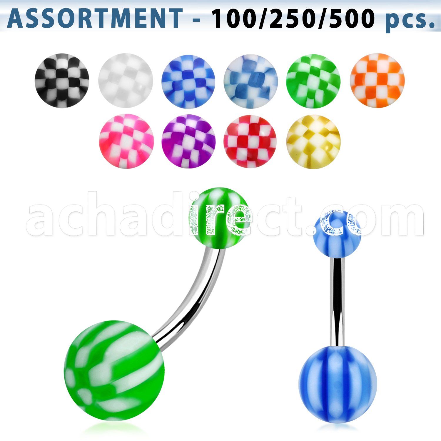 blk135 316l steel belly banana w 5 8 mm acrylic checkered ball