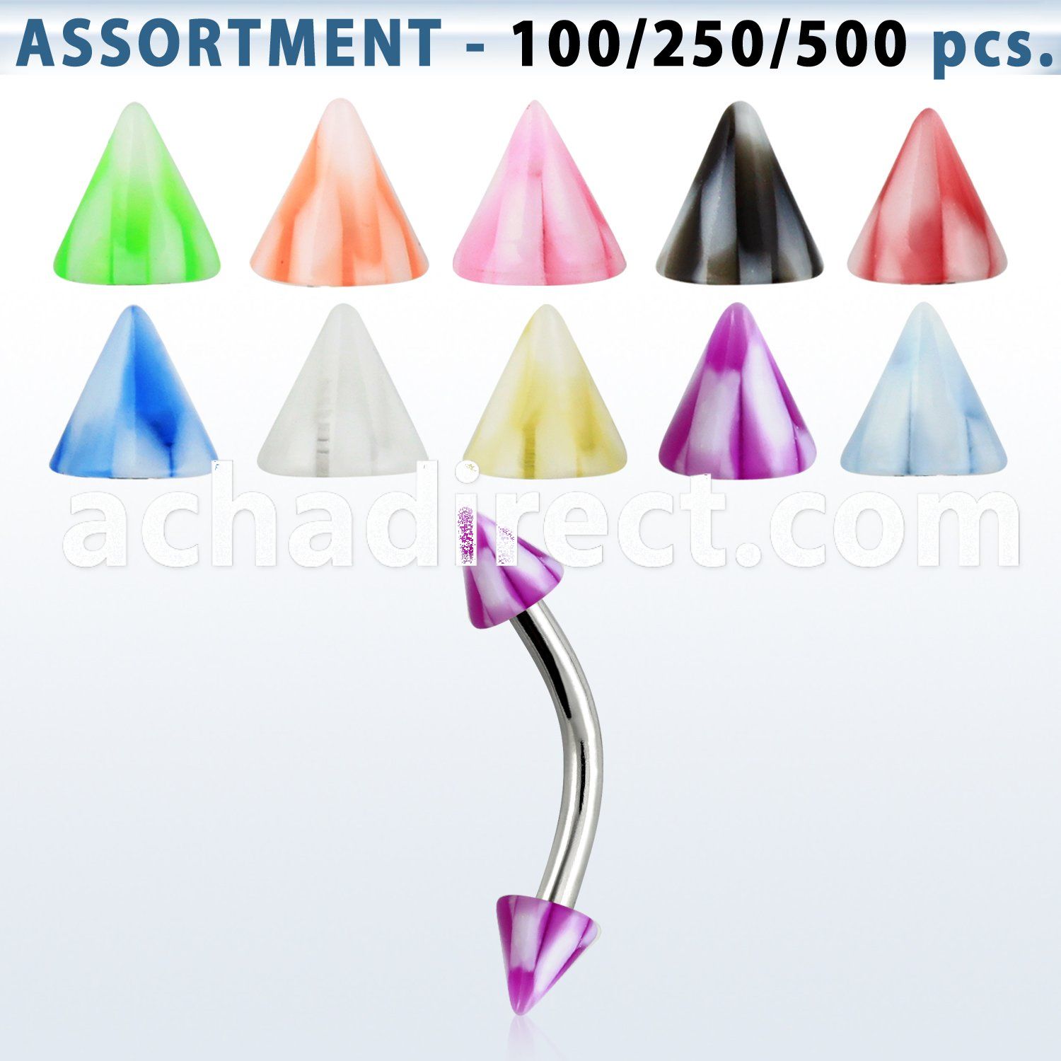 blk149 316l steel eyebrow banana with 3mm acrylic checkered ball