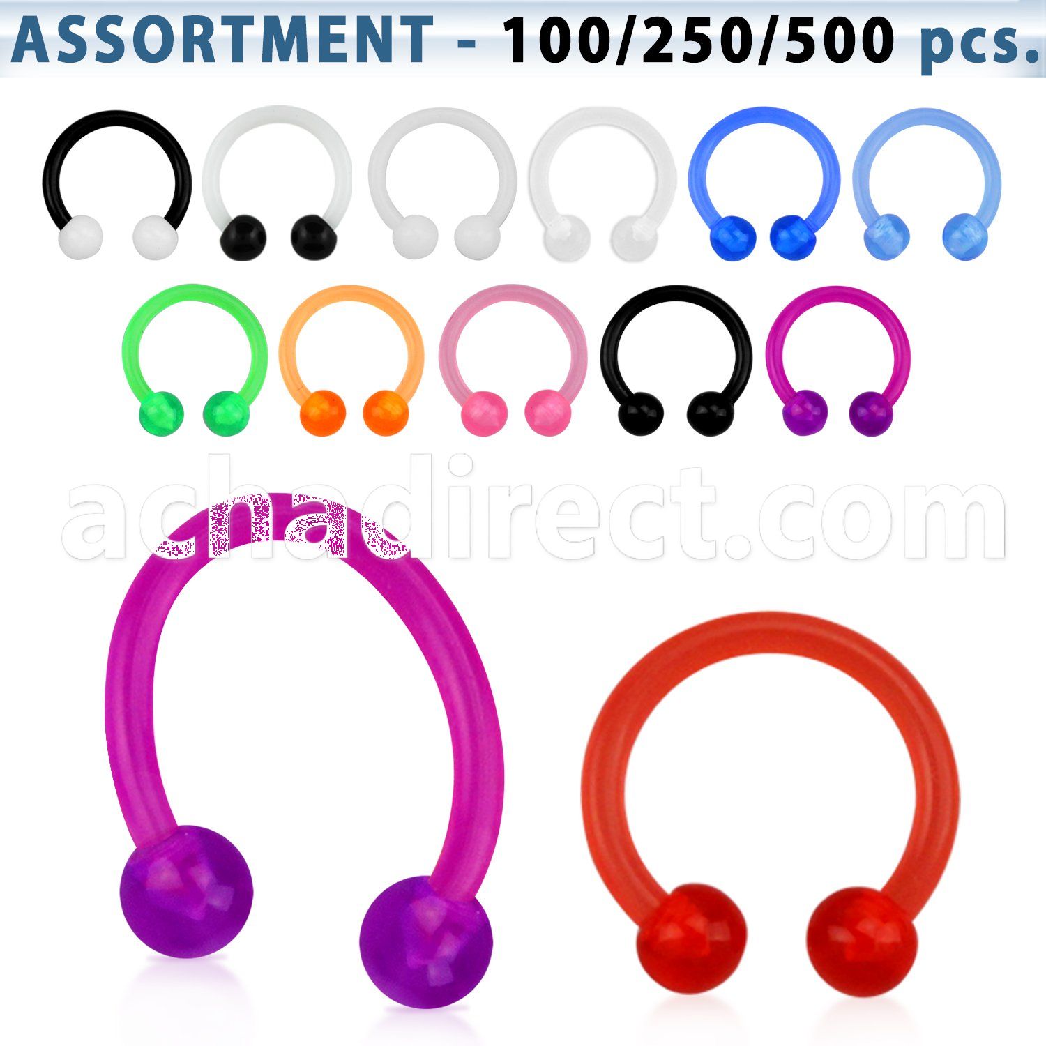 blk157 acrylic uv circular barbell w 3mm acrylic ball