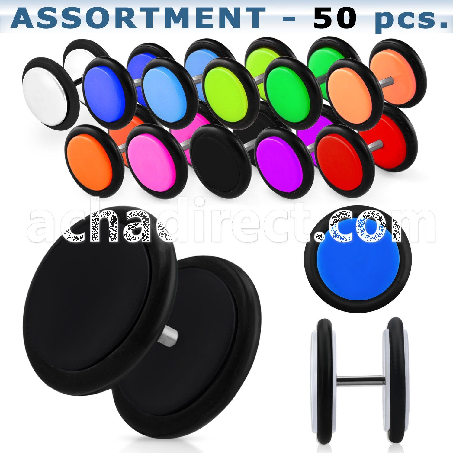 blk169 bulk of acrylic uv fake plugs with rubber o rings