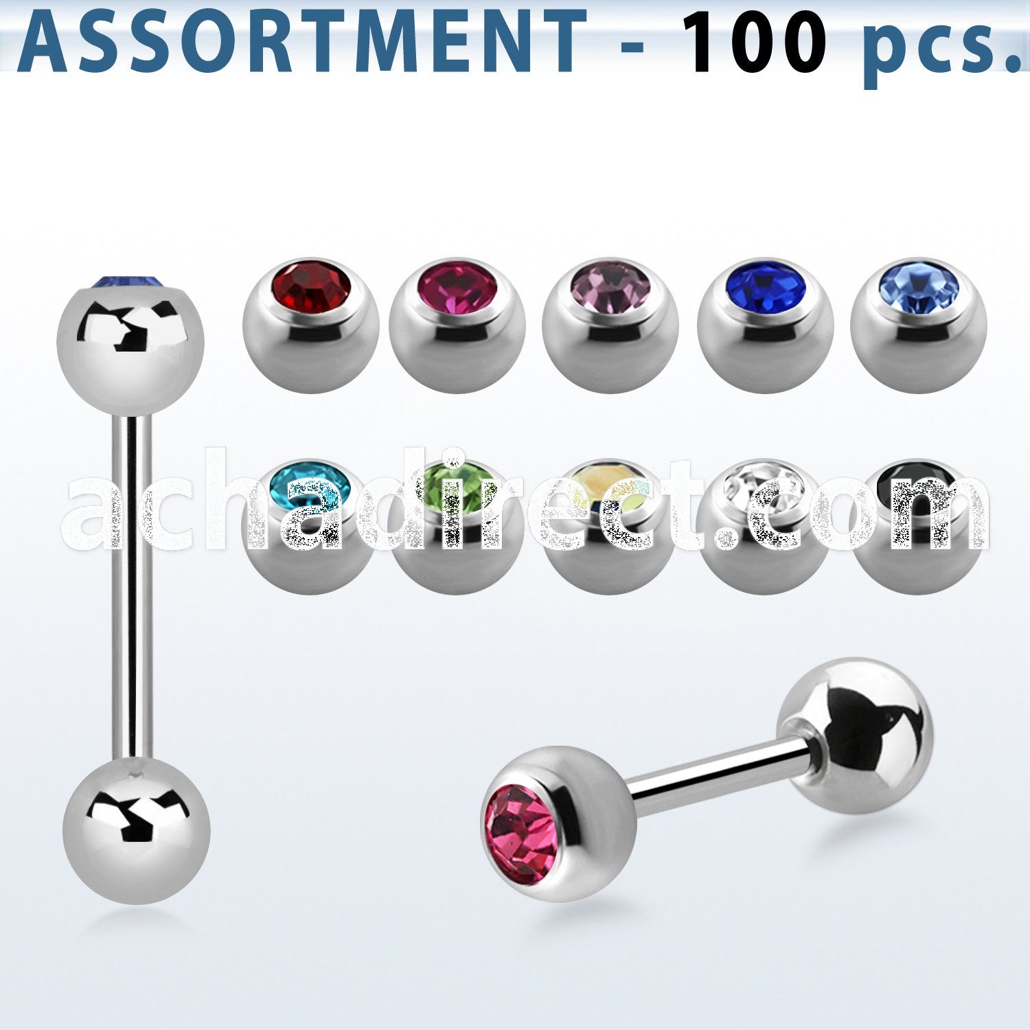 blk17 316l steel tongue barbell w 6mm bezel jewel steel ball