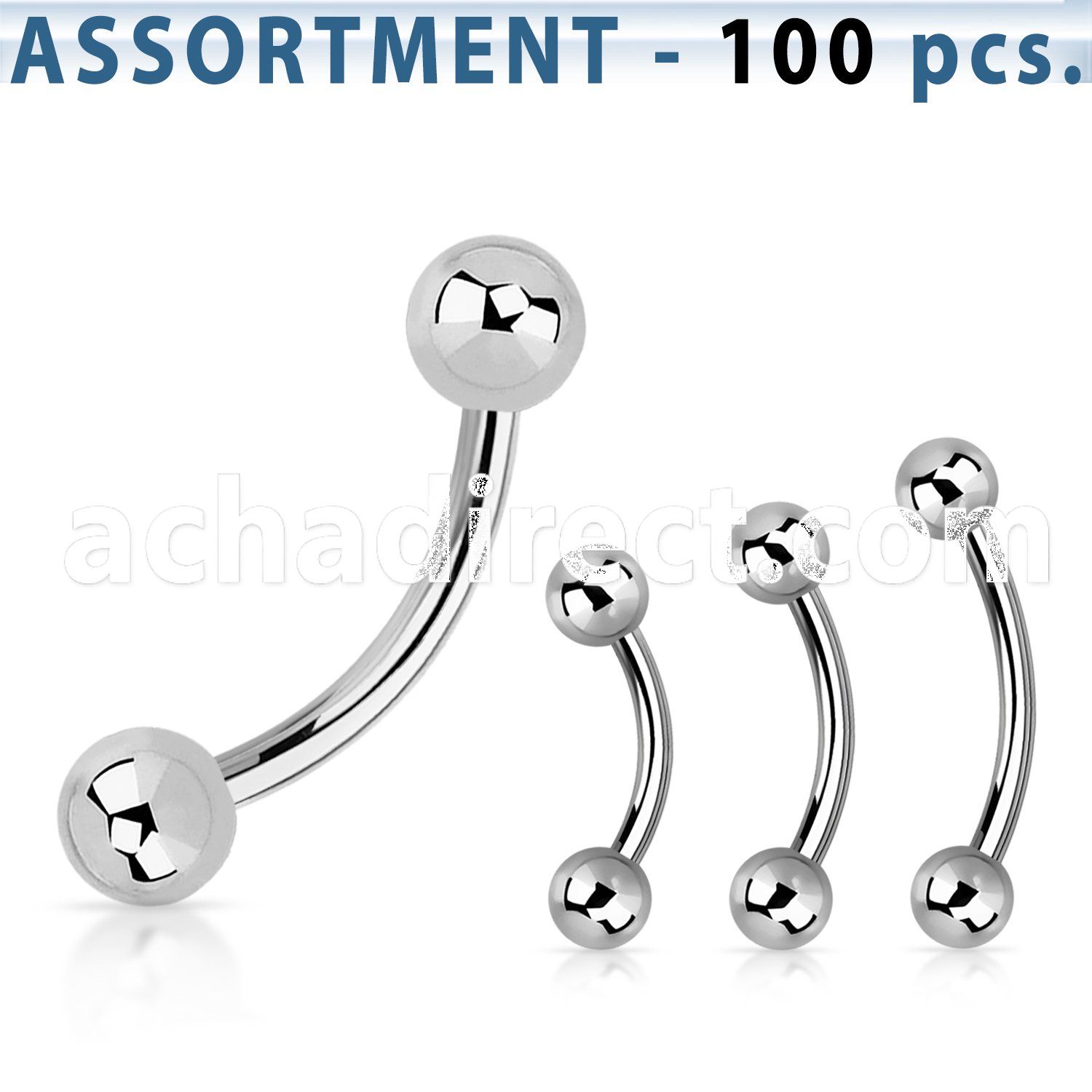 blk18a bulk of 316l steel eyebrow bananas with 3mm balls