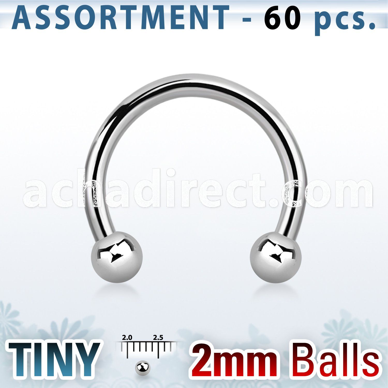 blk22c 316l steel eyebrow circular barbell with 2mm balls