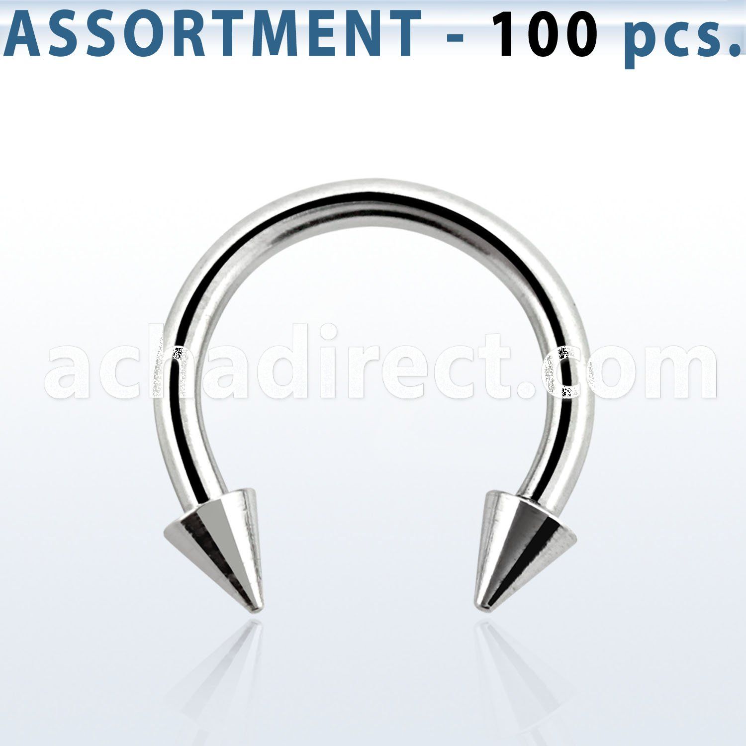 blk23b 316l steel eyebrow circular barbell with 2 5mm cones