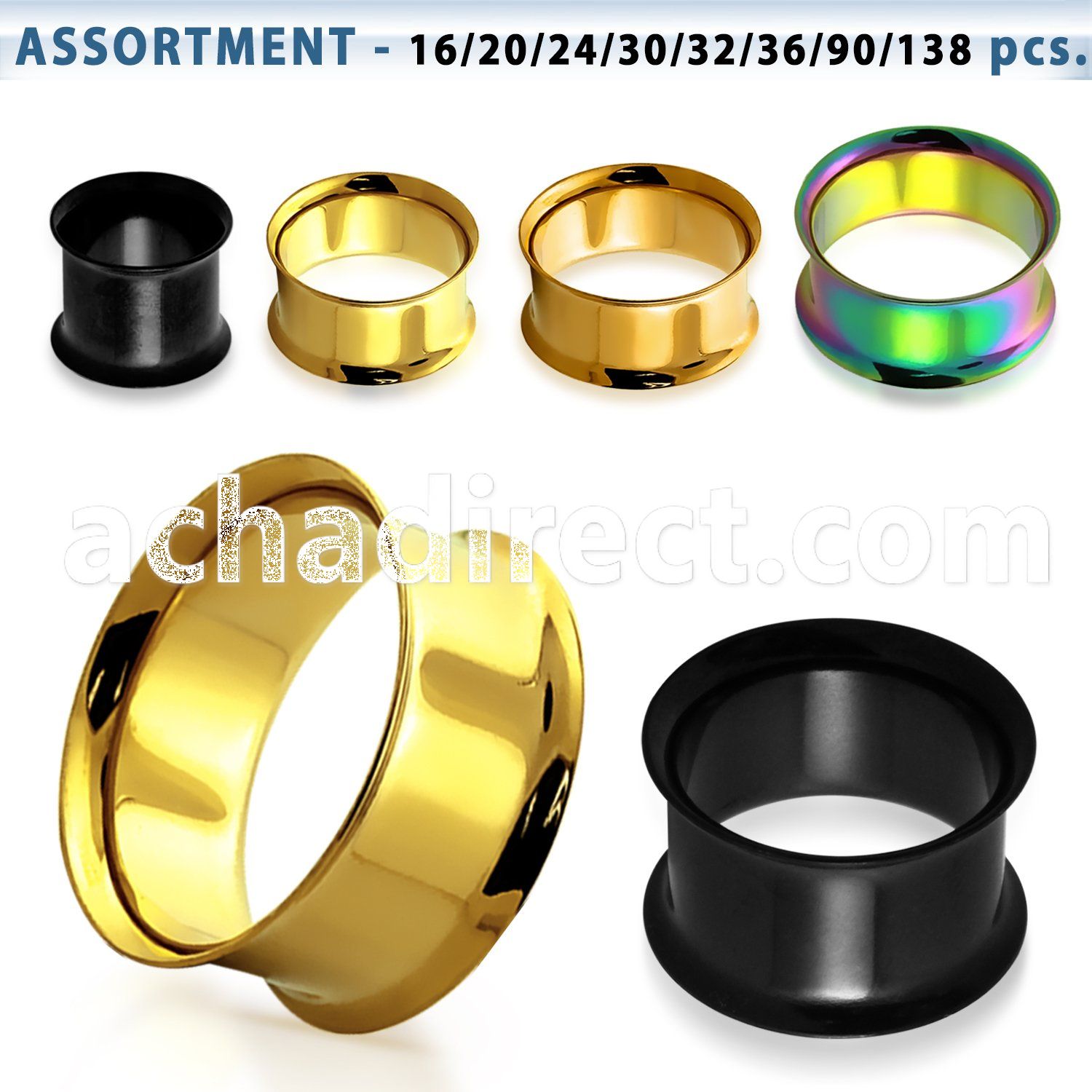 blk249 bulk of pvd plated 316l steel double flared flesh tunnel