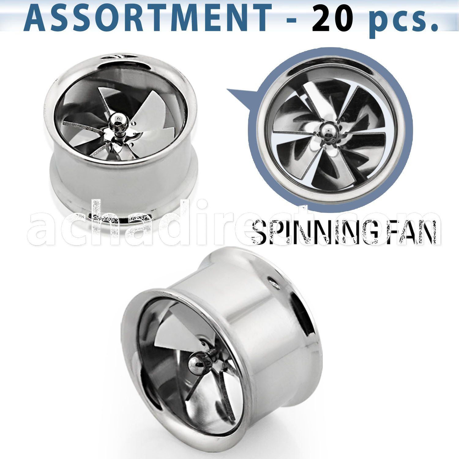 blk252 double flared steel flesh tunnels with inner fan blade