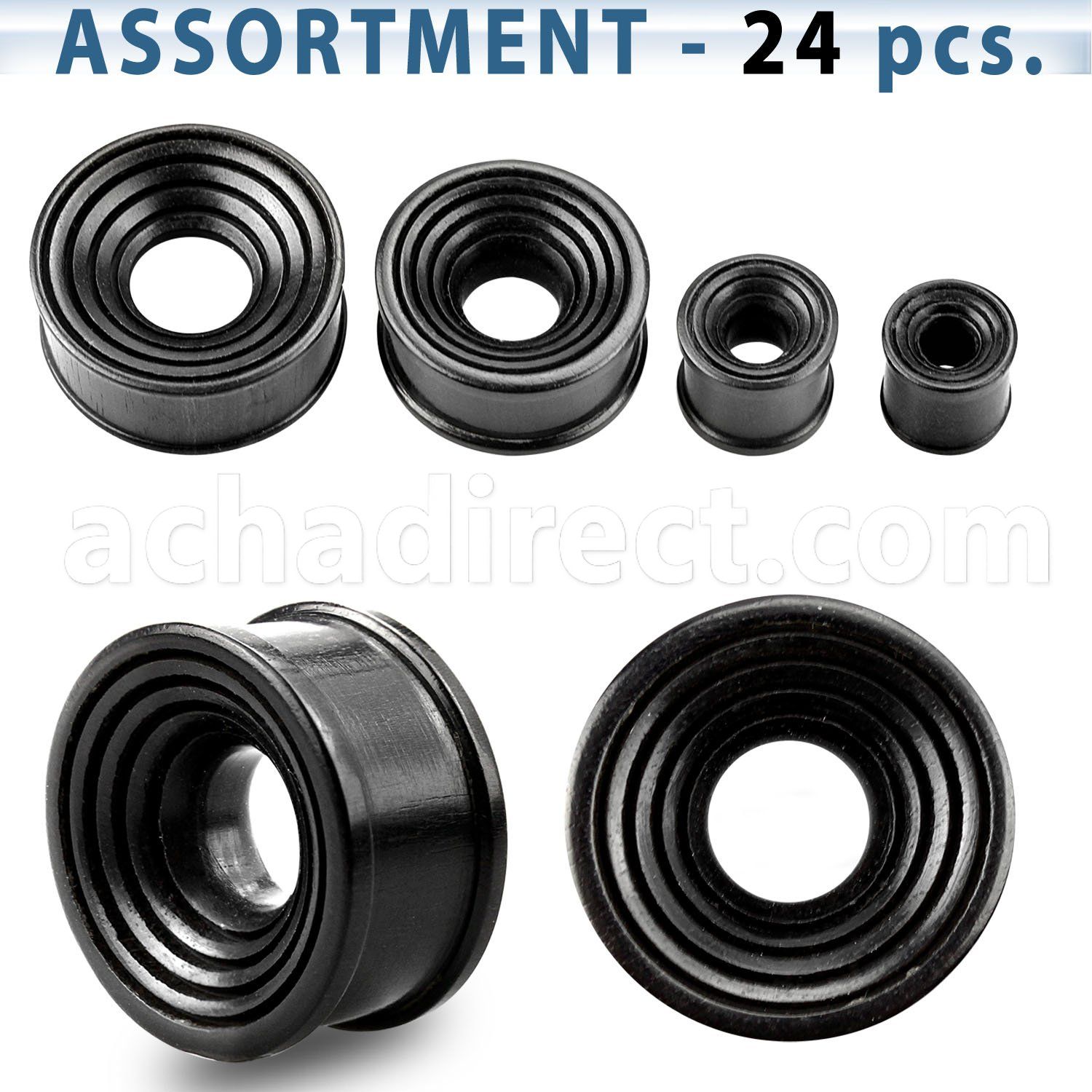 blk270 black areng wood double flared tunnel w conical opening