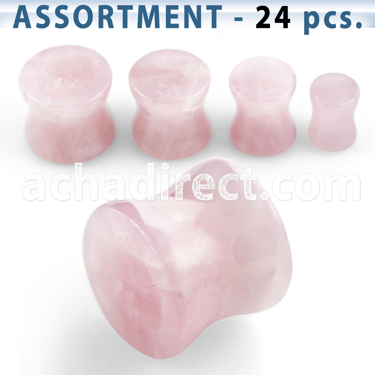 blk274 bulk of real rose quartz double flare stone plugs