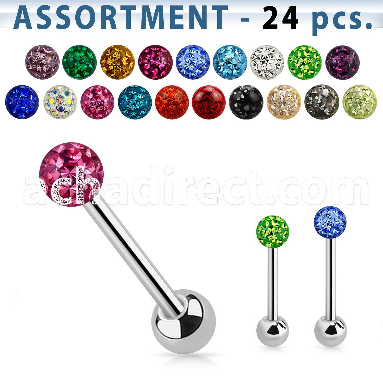 blk279 316 tongue barbell with 6mm ferido ball w resin