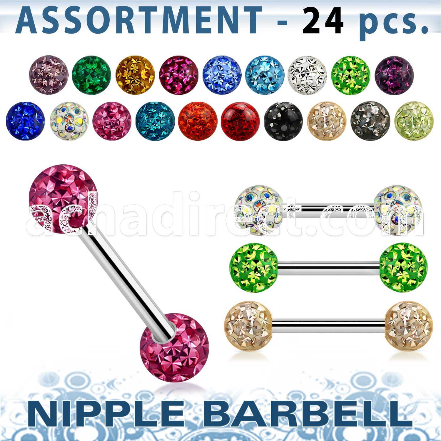 blk281 316l nipple barbell w 5mm ferido ball w resin