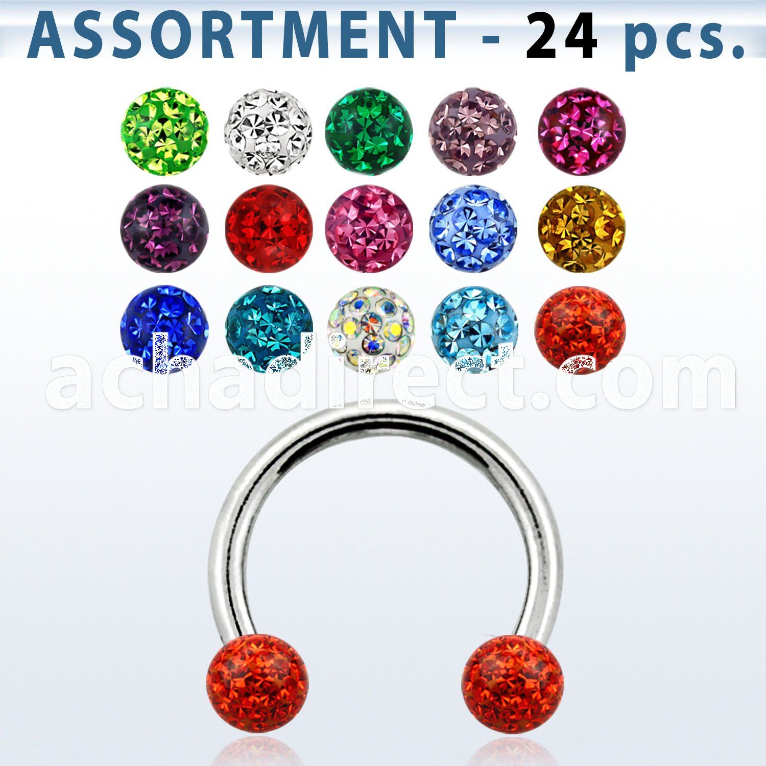 blk285 316l eyebrow circular barbell w 3mm ferido ball w resin