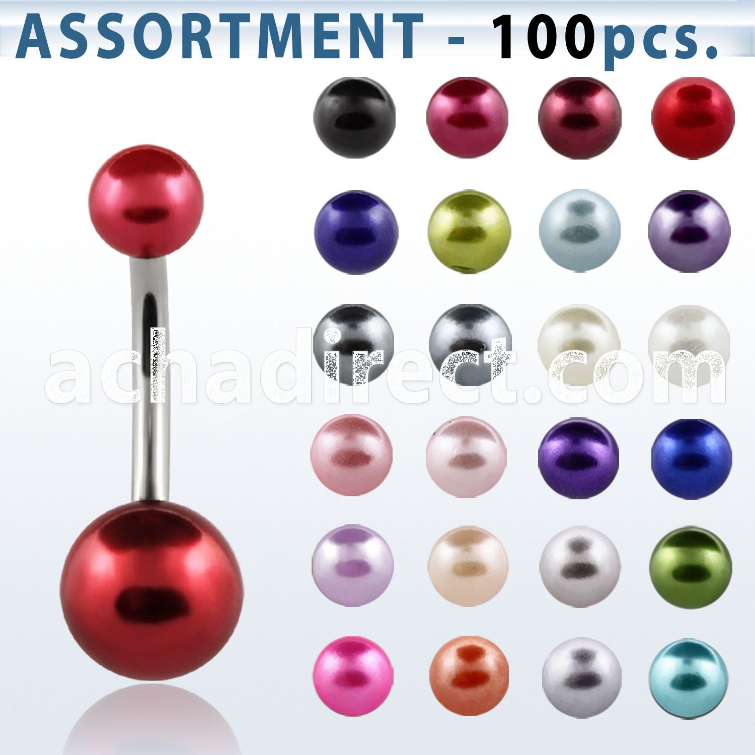 blk309 316l steel belly banana with 5 8mm faux pearl ball