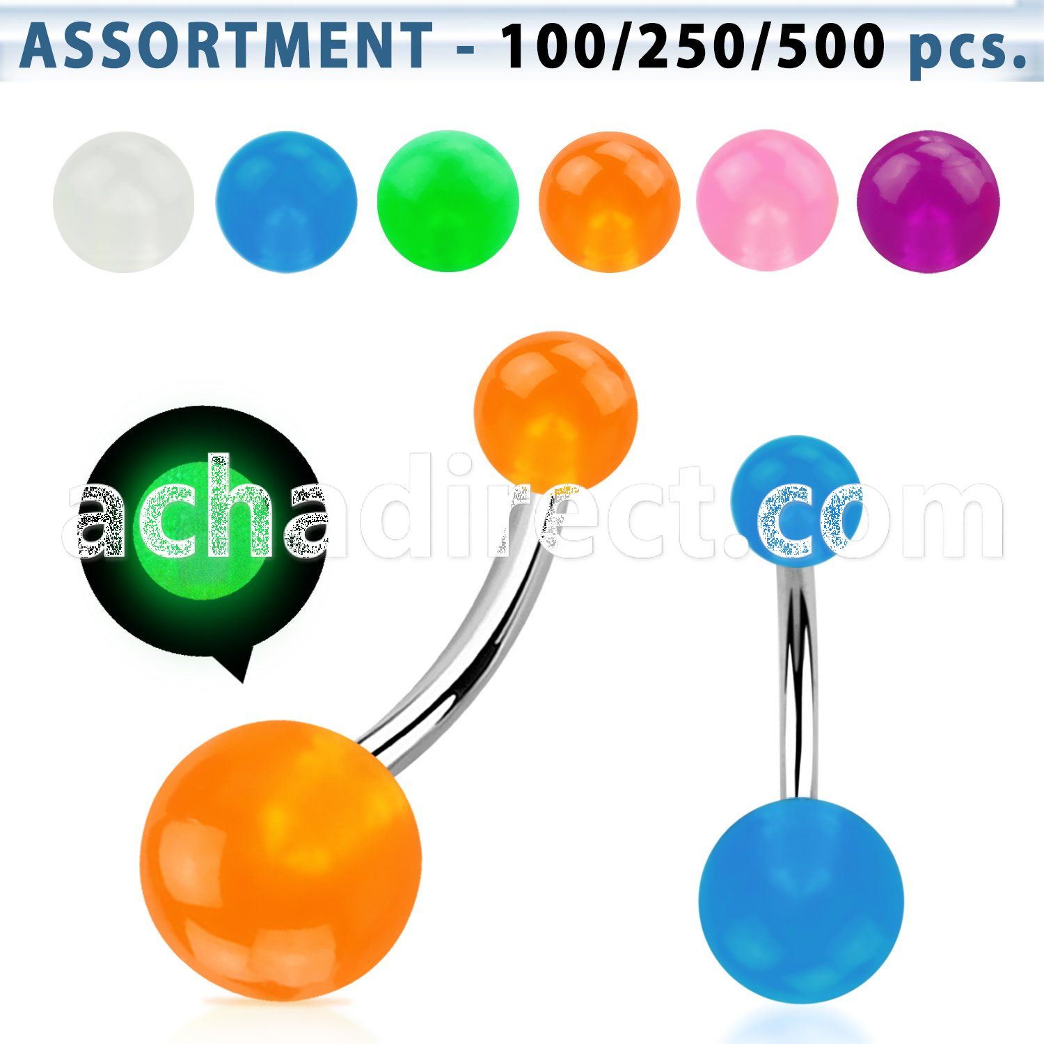 blk30 316l steel belly banana w 5 8mm acrylic glow ball