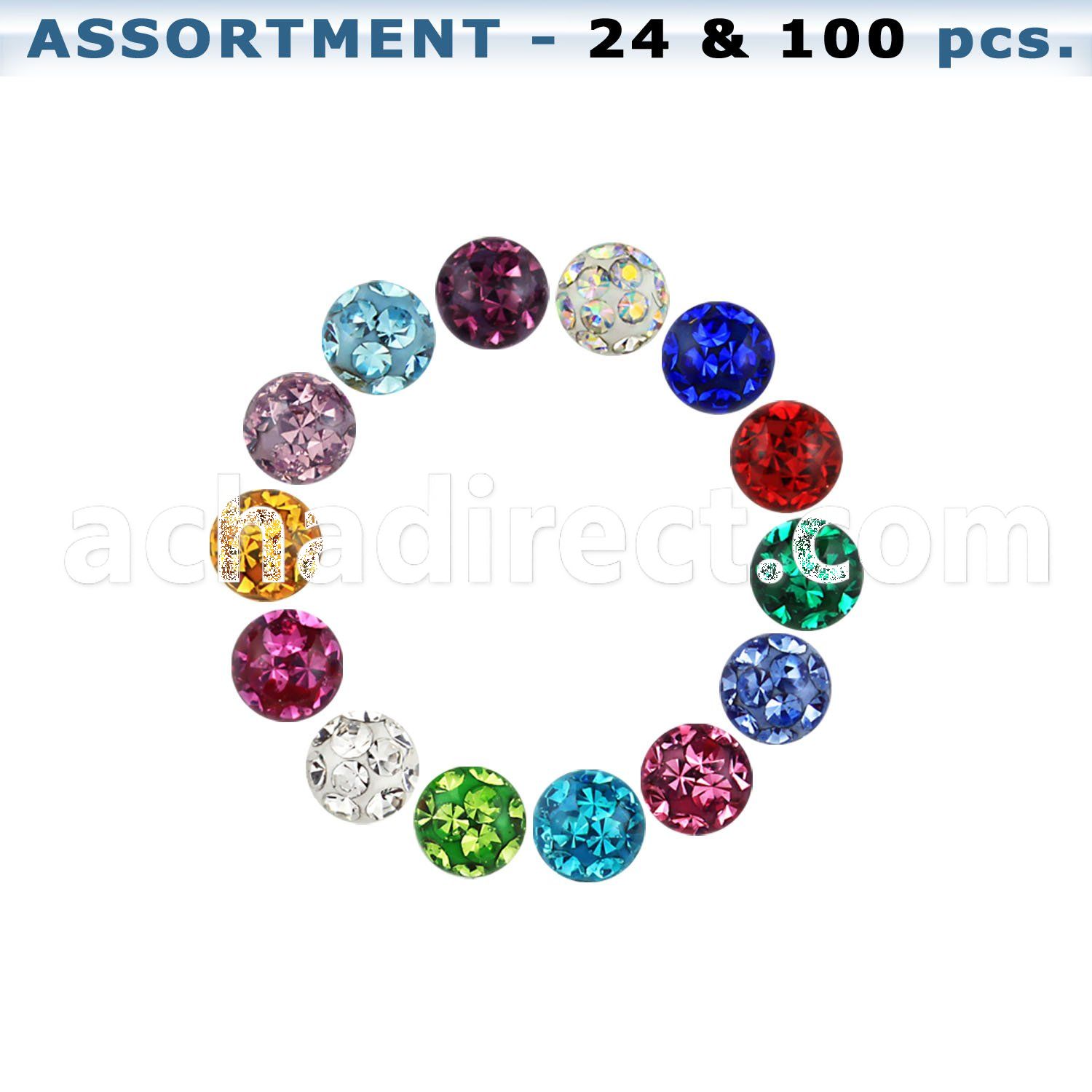 blk314 3mm multi crystal ball with threading resin cover