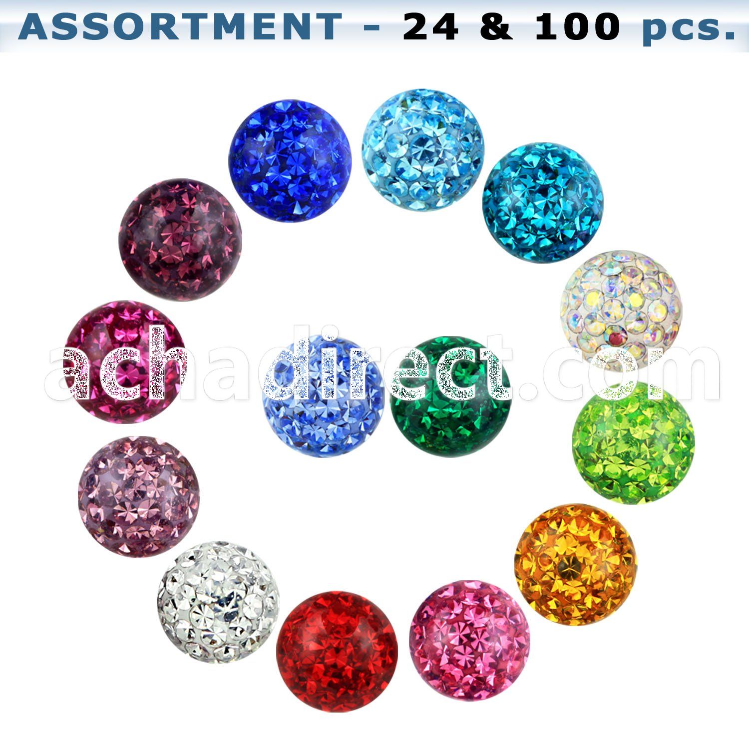 blk319 8mm multi crystal balls with threading and resin cover