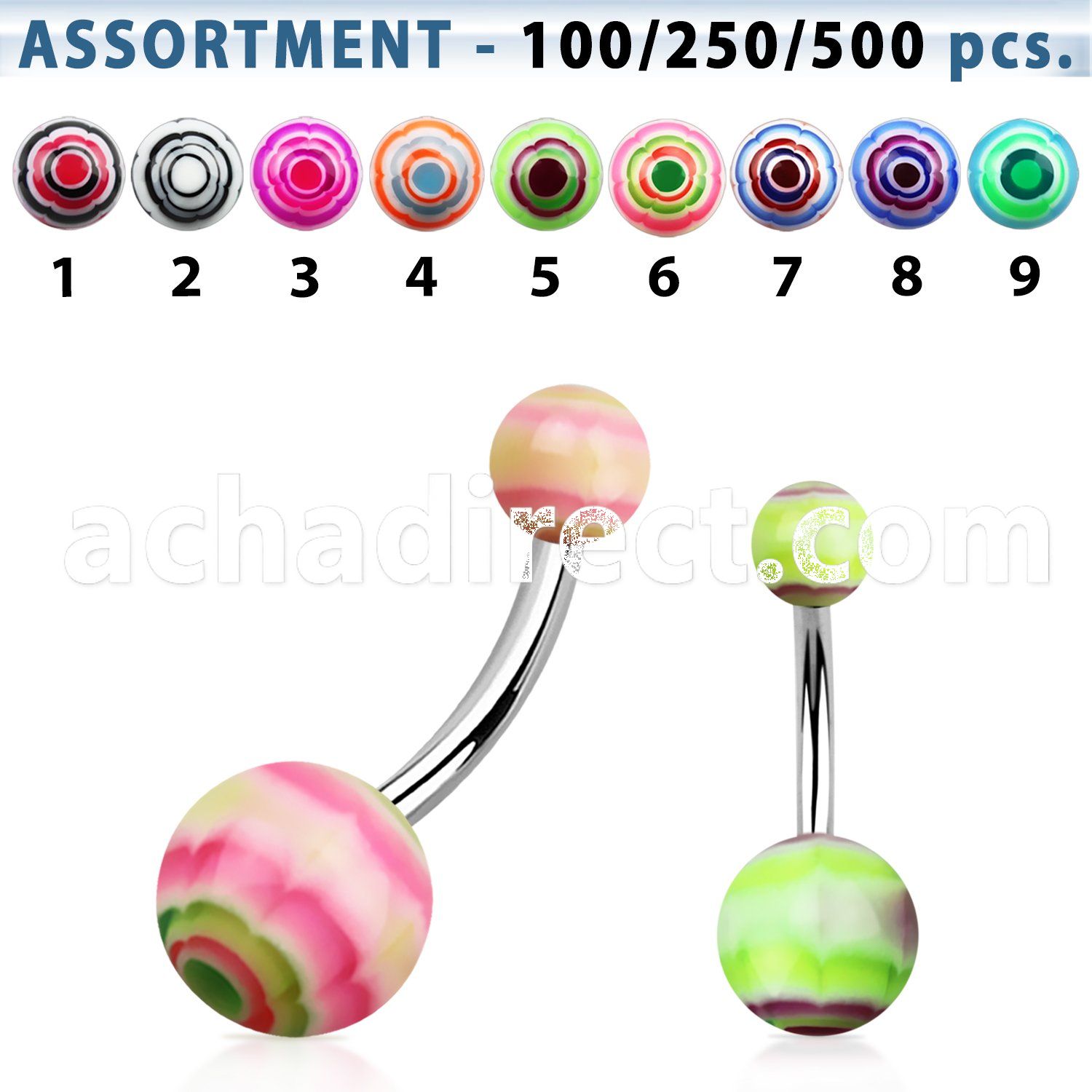 blk331 316l steel belly banana with 5 8mm acrylic marble ball