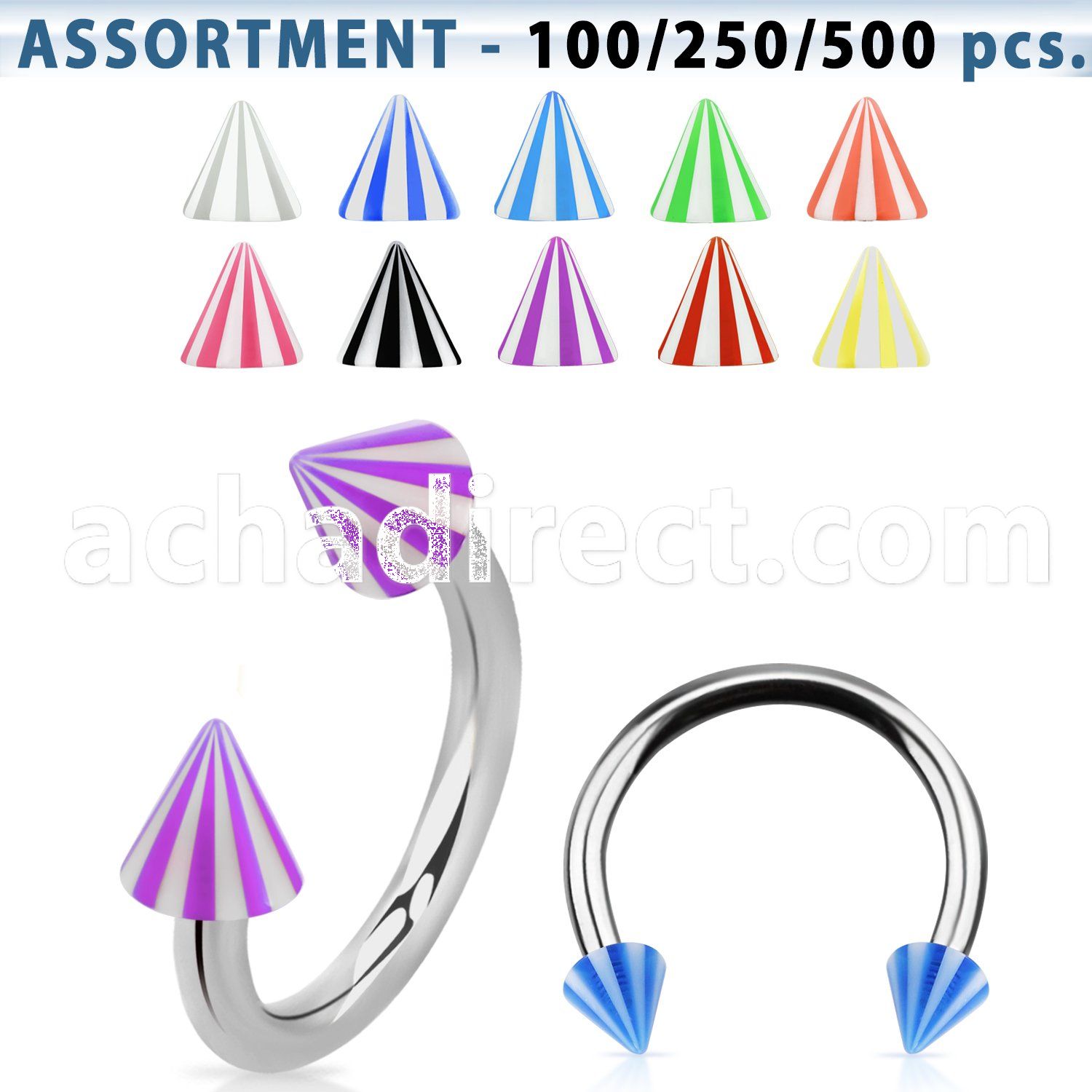 blk378 316l steel circular barbell with 3mm acrylic beach cone