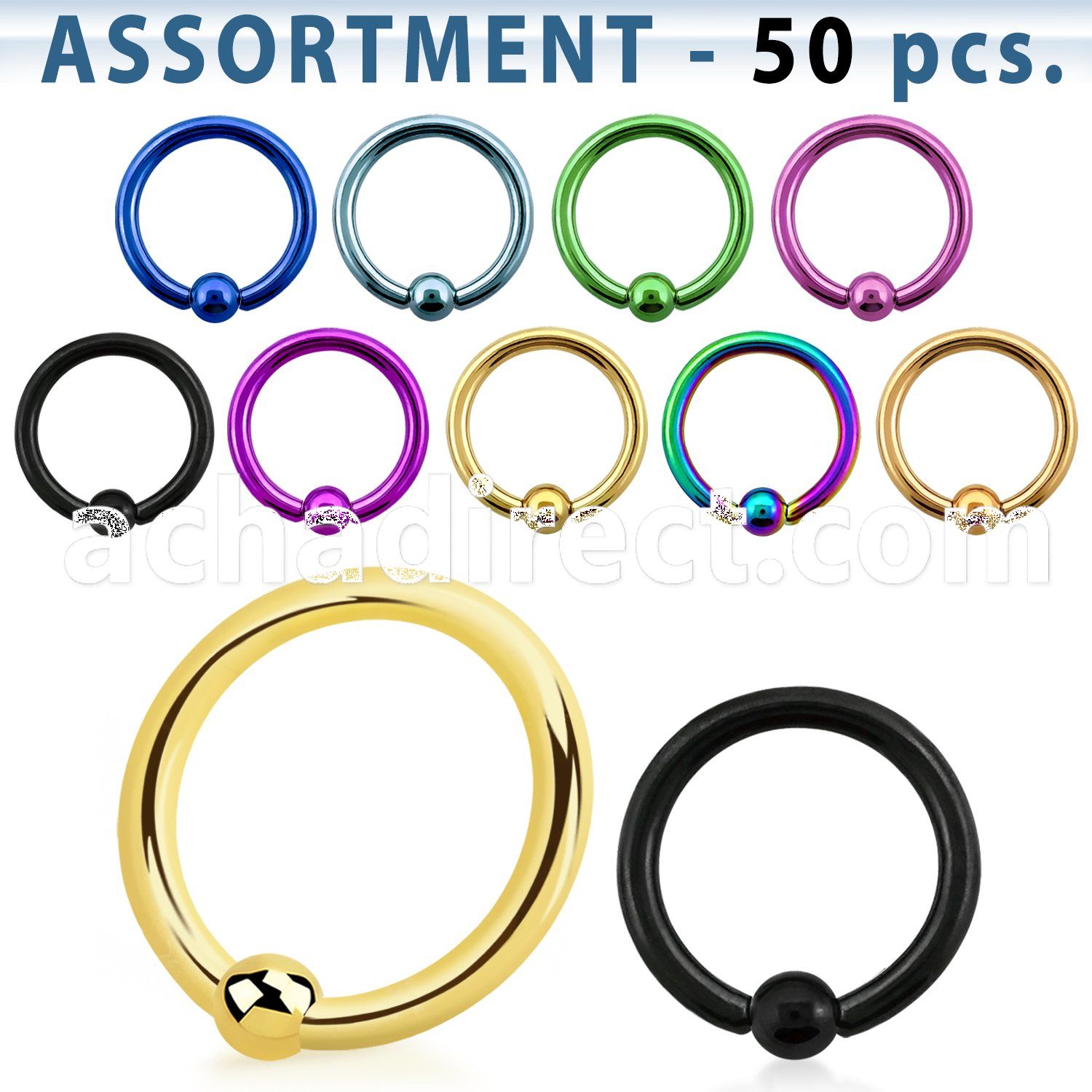 blk393 top pvd plated 316l ball closure ring with 2 5mm ball