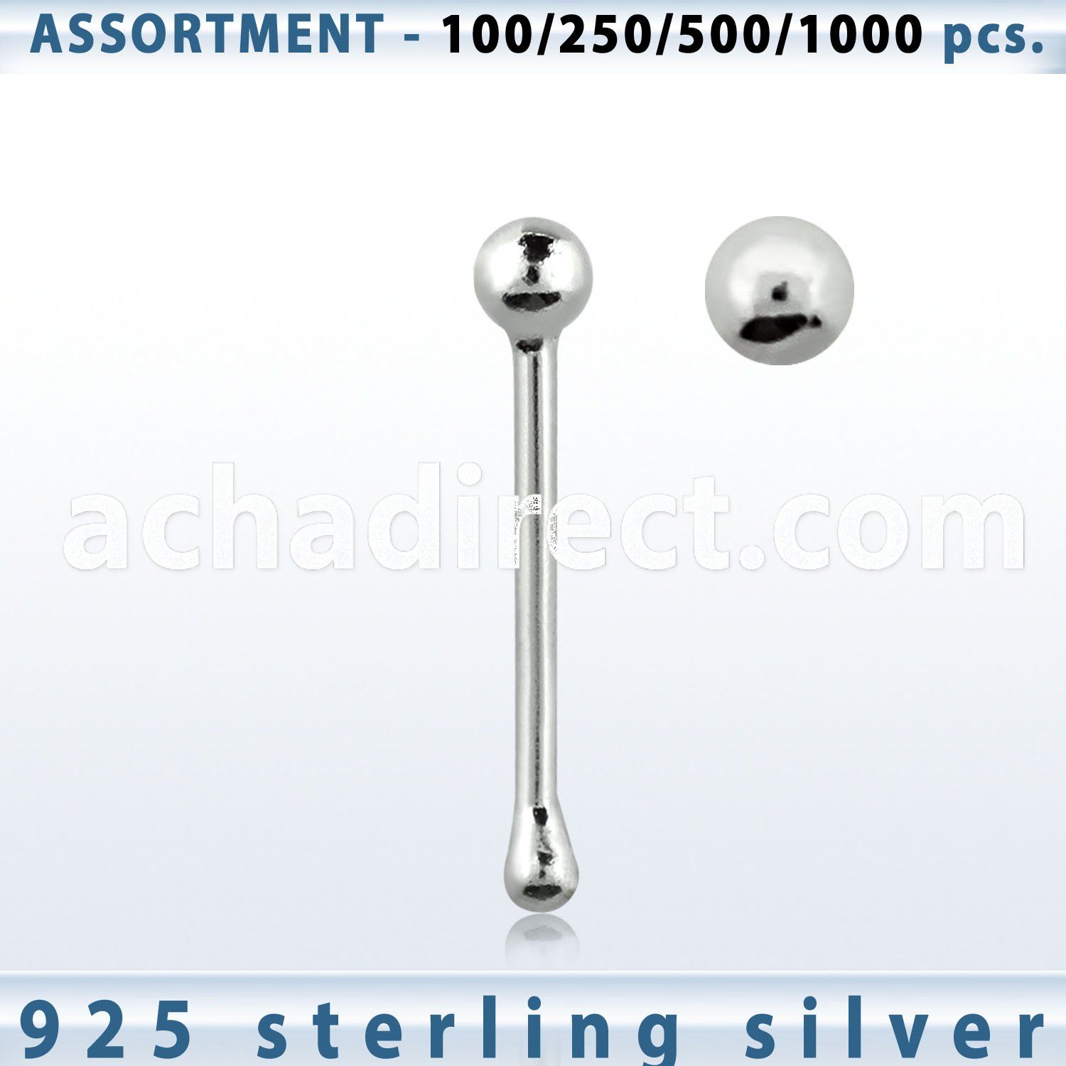 blk444 sterling silver nose bones with 1 5mm ball shaped top