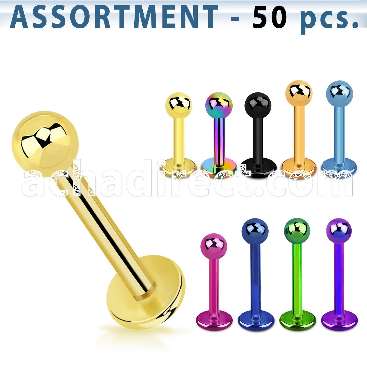 blk466 premium pvd plated 316l labret with 3mm ball