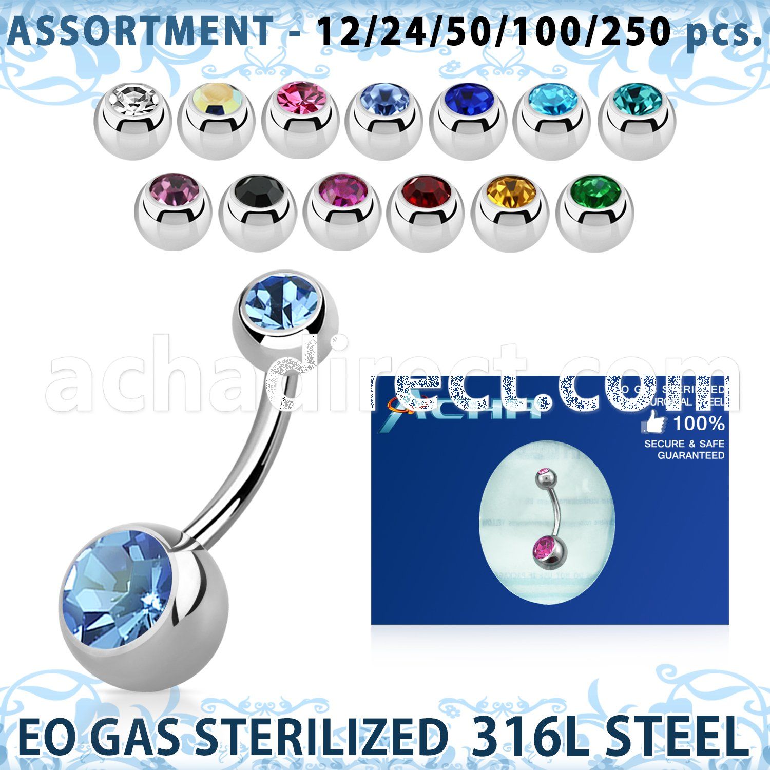 blk484 316l steel belly banana w 8 5mm jewel ball